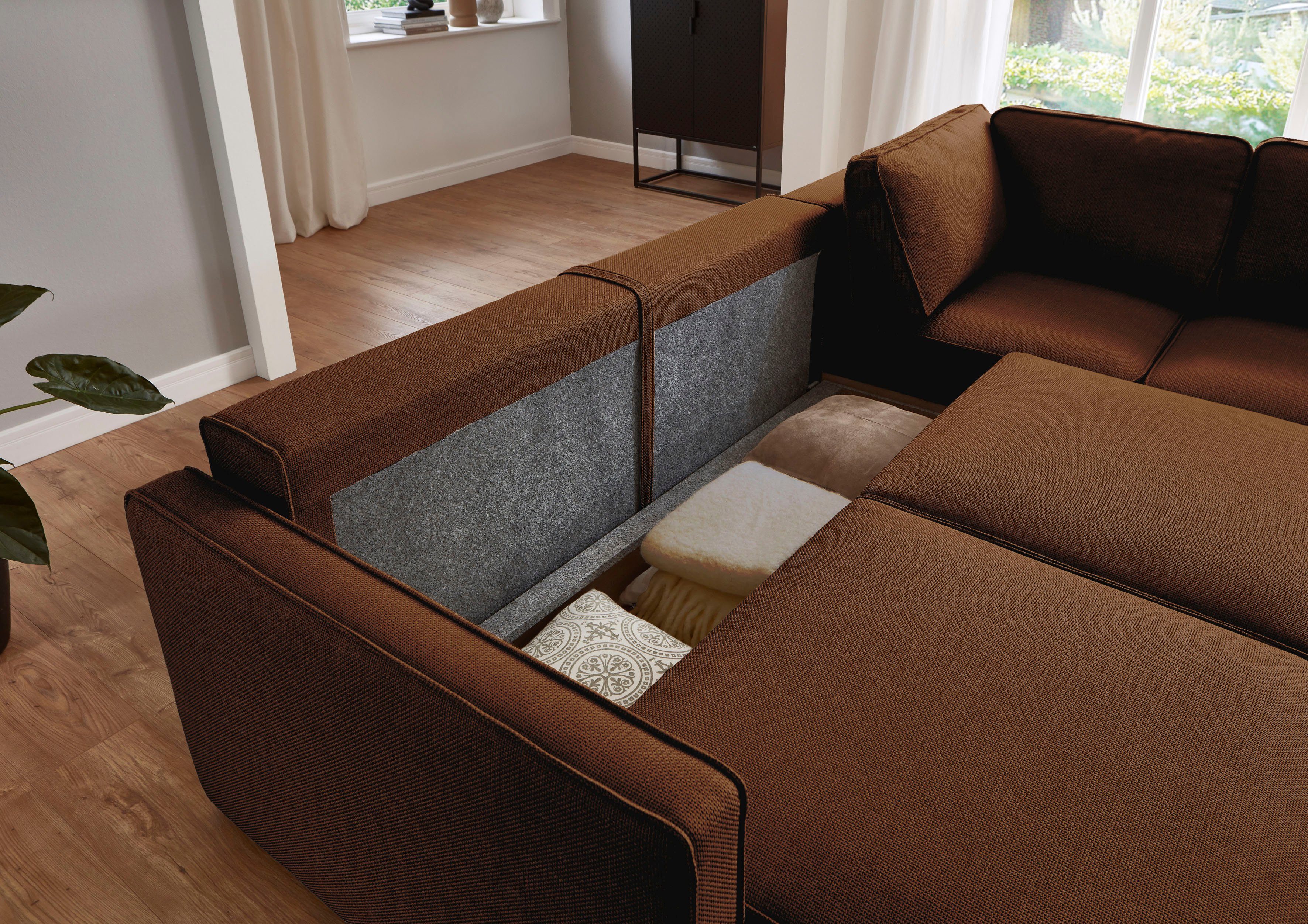 ATLANTIC home collection Slaapbank Chill Hoekbank met slaapfunctie en bedlade