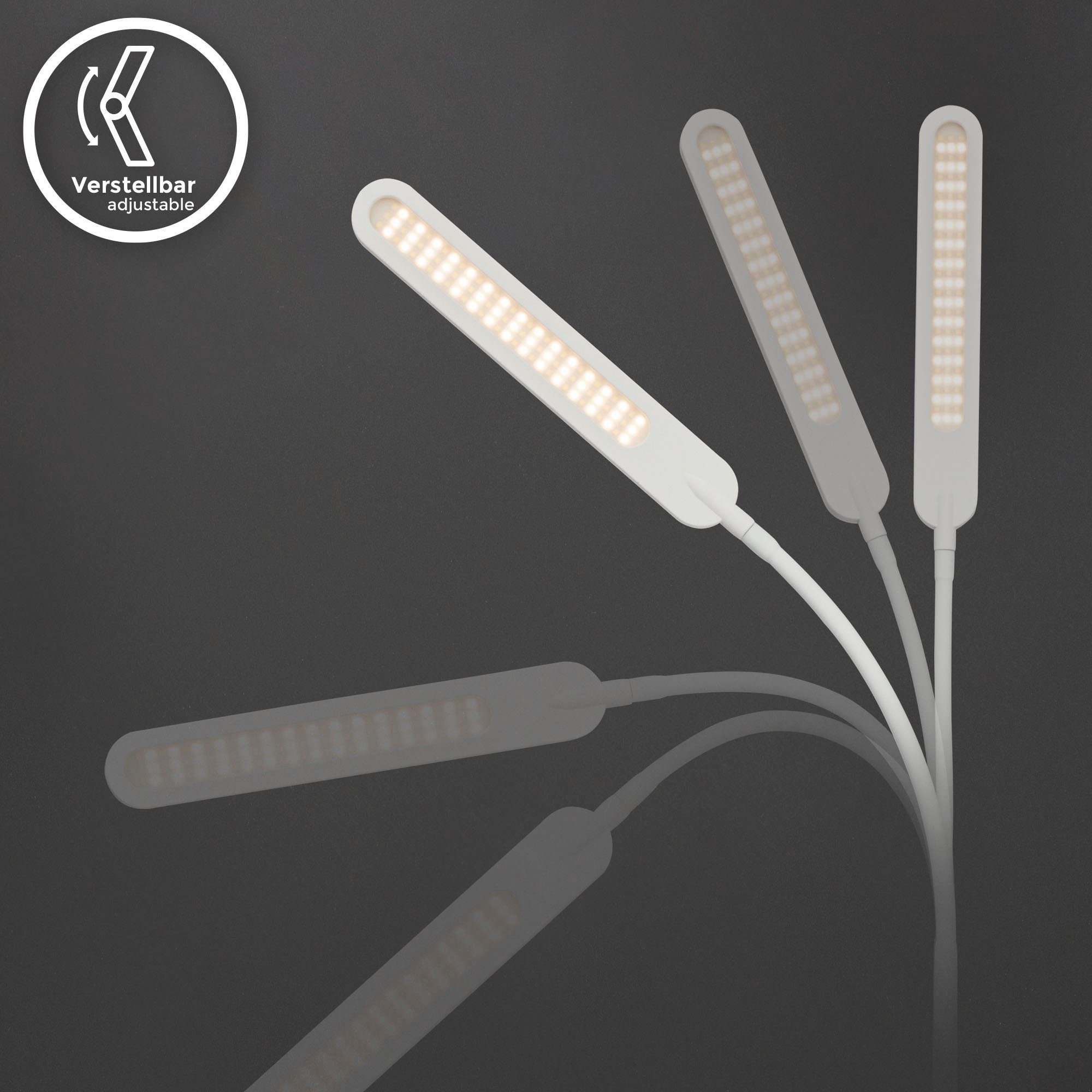 B.K.Licht Staande ledlamp BK_ST1452 LED vloerlamp, dimbaar, CCT 3000K - 6500K, wit Leeslamp, incl. 6,5W, 600 Lm, warmwit - koudwit, touchfunctie (1 stuk)