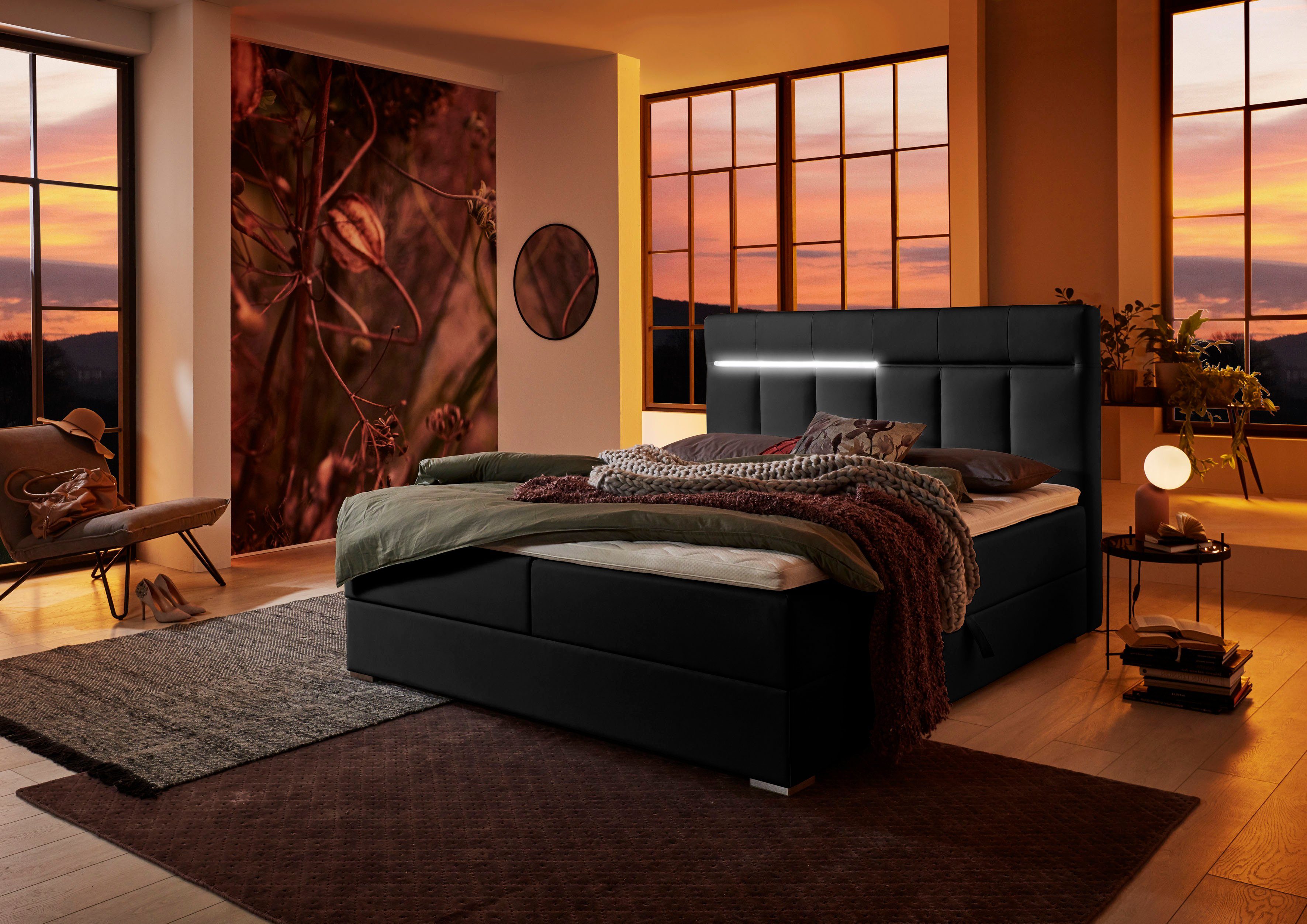 ATLANTIC home collection Boxspring TESSA met ledverlichting en bedkist