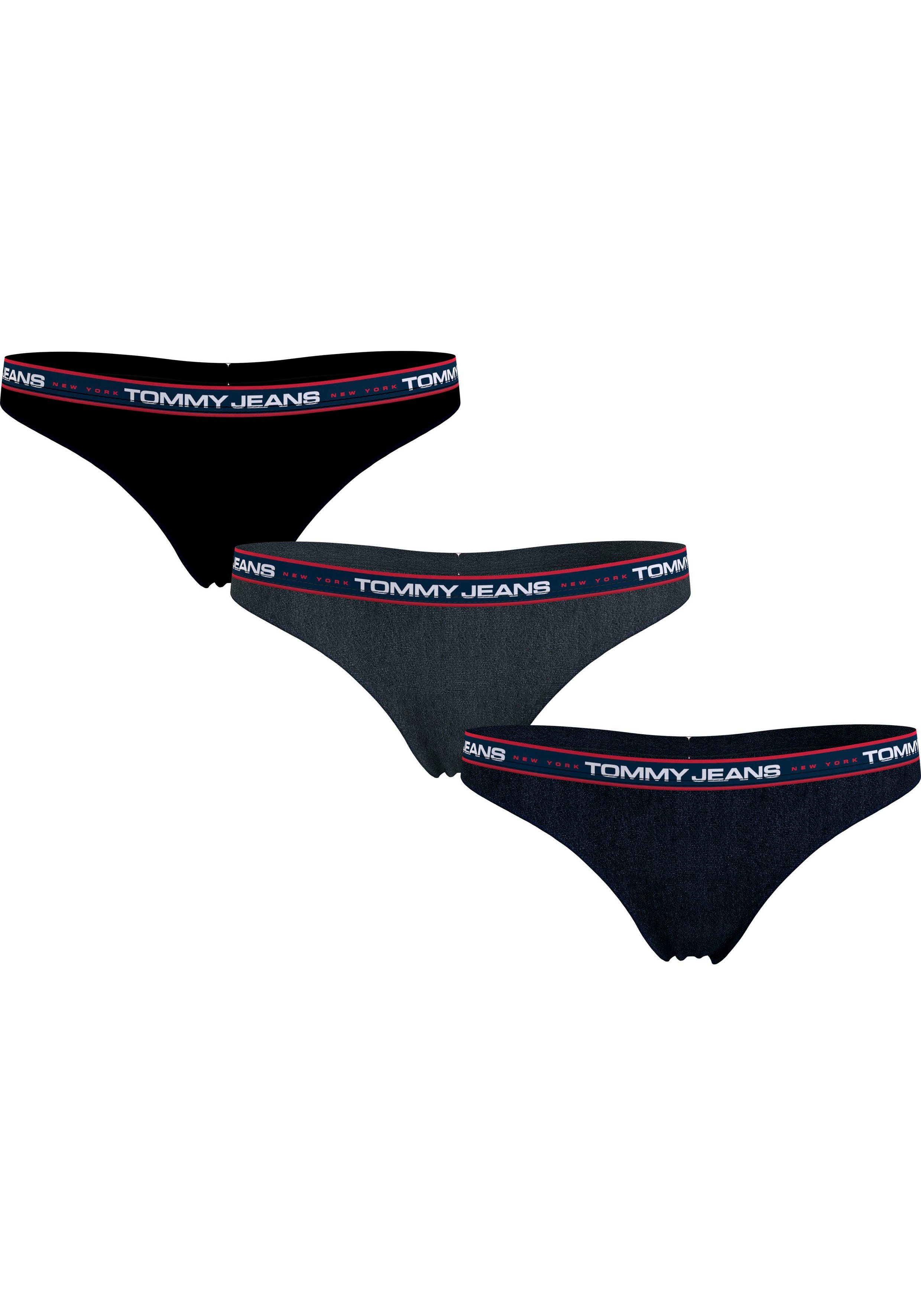 Tommy Hilfiger Underwear T-string 3P THONG (EXT SIZES) met elastische band (Set van 3)