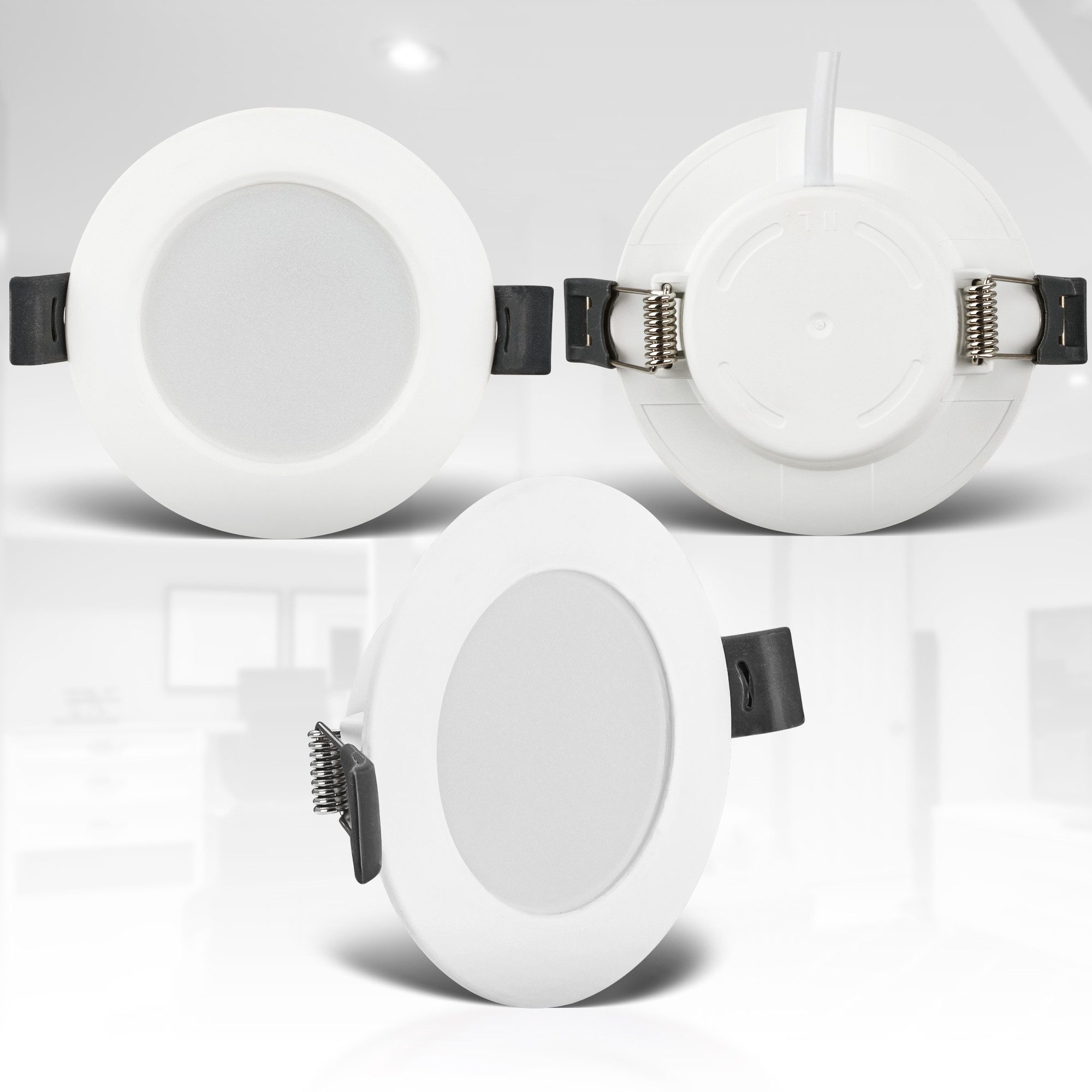 B.K.Licht Ledinbouwlamp 6-delige set badkamer inbouwspots, IP44 beschermd, platte LED inbouwspots (6 stuks)