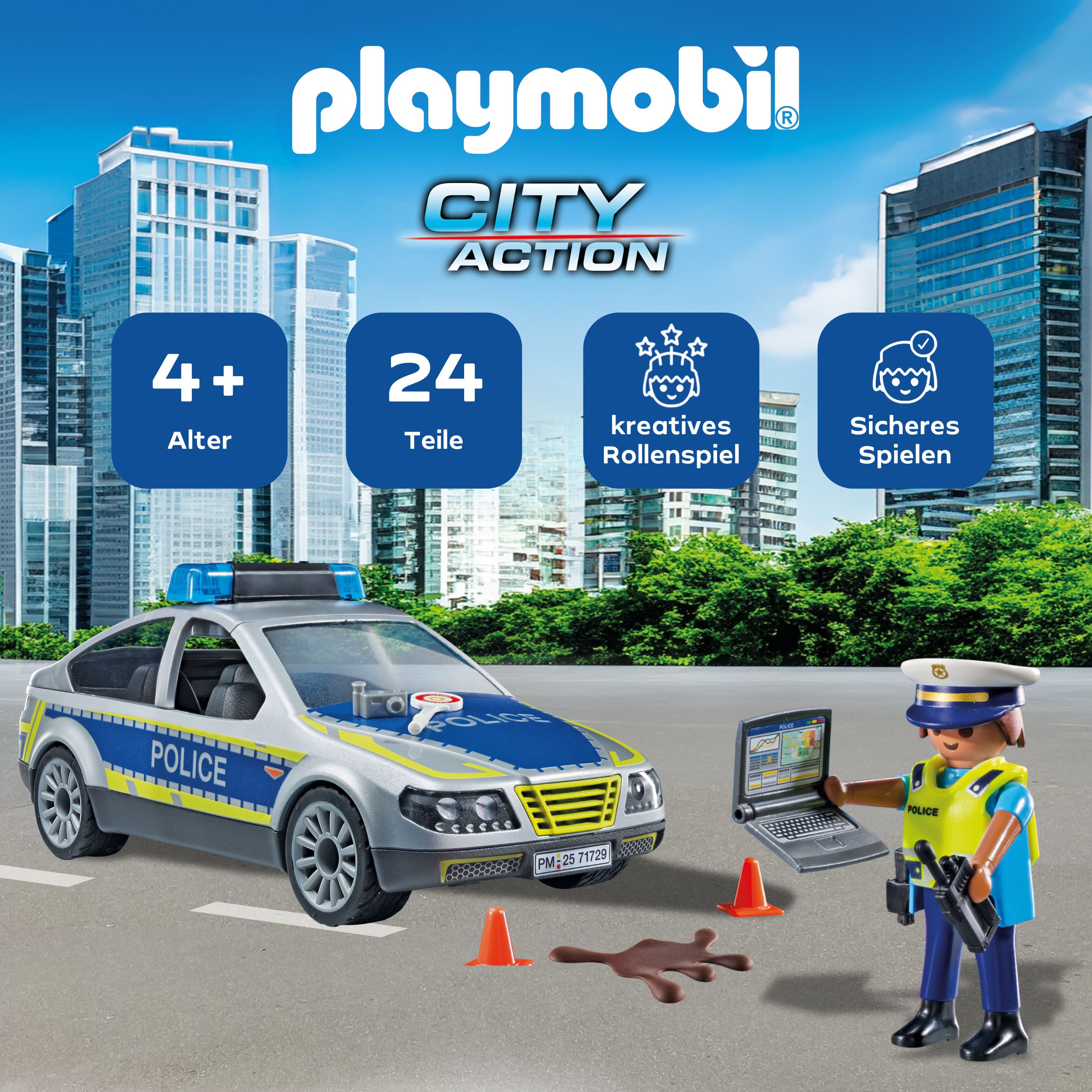 Playmobil® Constructie-speelset Polizei Streifenwagen (71729), Playmobil Action Heroes (24-delig)