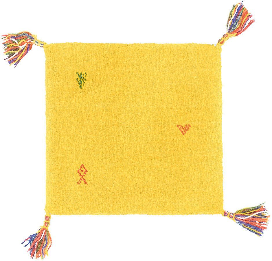 morgenland Wollen kleed Gabbeh-kleed Agra wollen vloerkleden maat 40 cm x 40 cm x 14 mm geel
