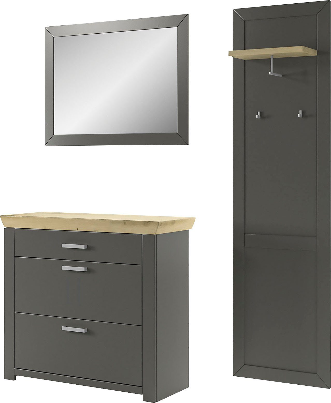 set one by Musterring Halmeubelset GA York Kombi 61 met garderobe paneel en schoenenkast (set, 3-delig)