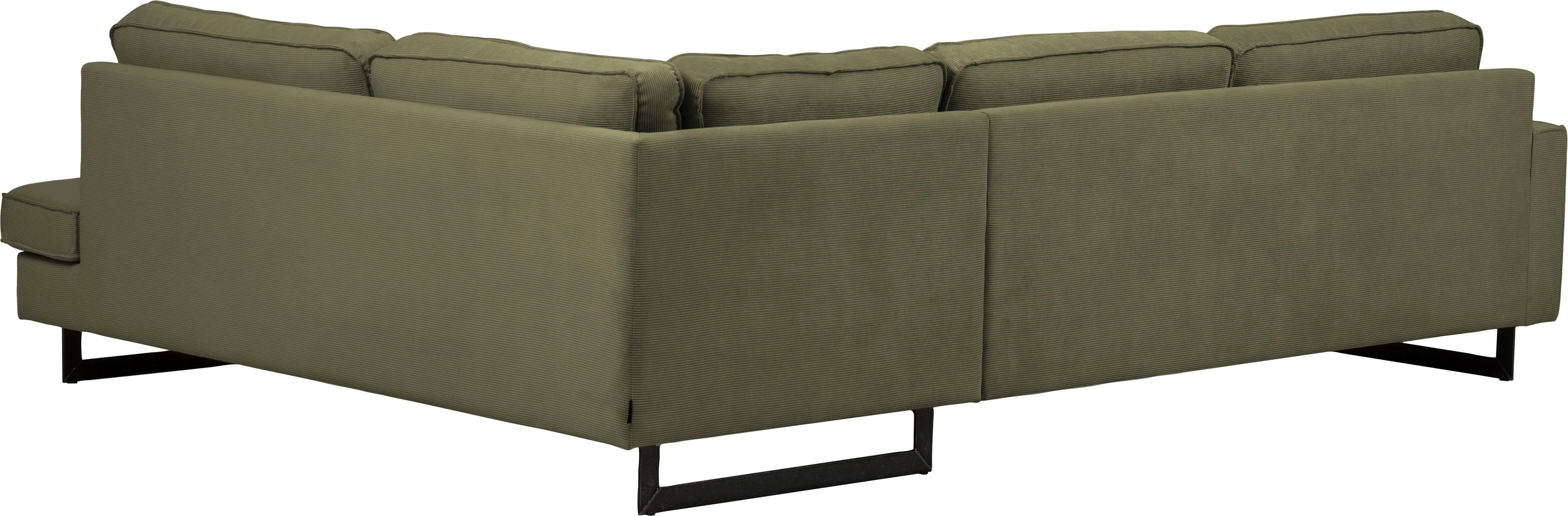 Places of Style Hoekbank Pinto, 290 cm, cord, chenille, leerlook, ottomane links/rechts