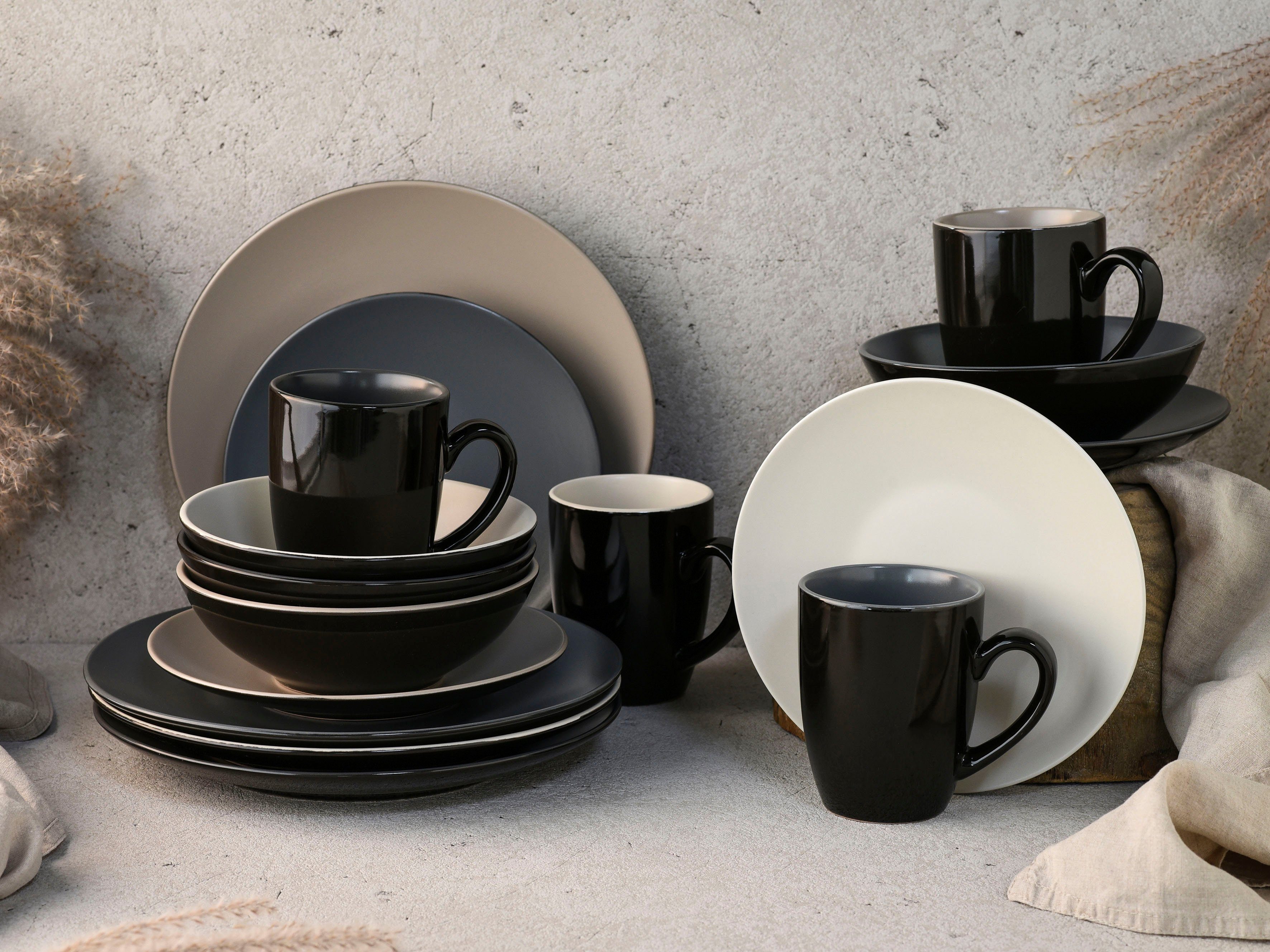 CreaTable Combi-servies Servies-set Very Cool Servies, coole kleuren, 16 delen, voor 4 personen (set, 16-delig)