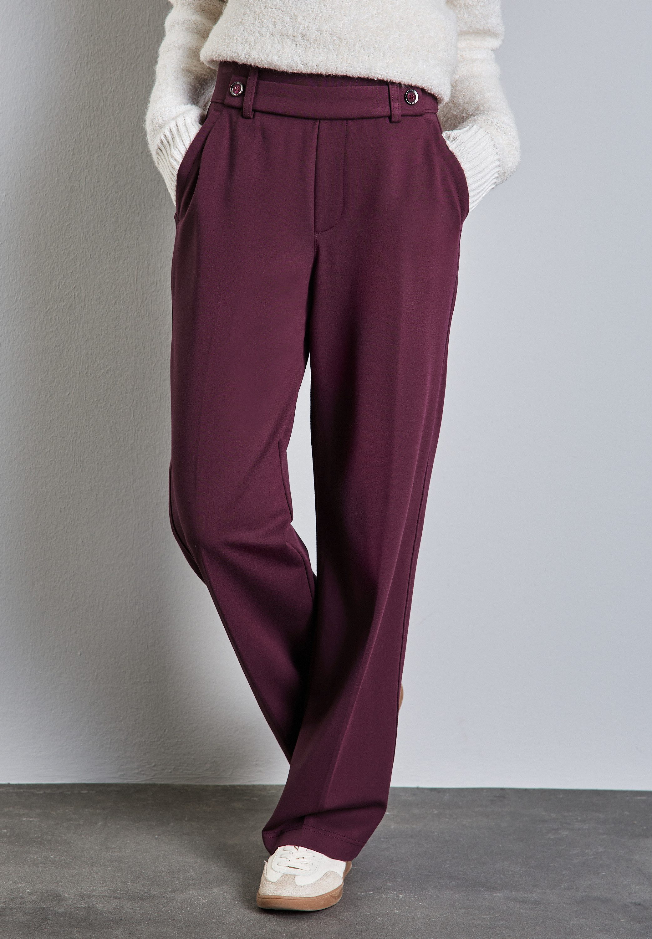 STREET ONE Stoffen broek met knoopdetail aan de taille dames harembroeken maat 42 rood