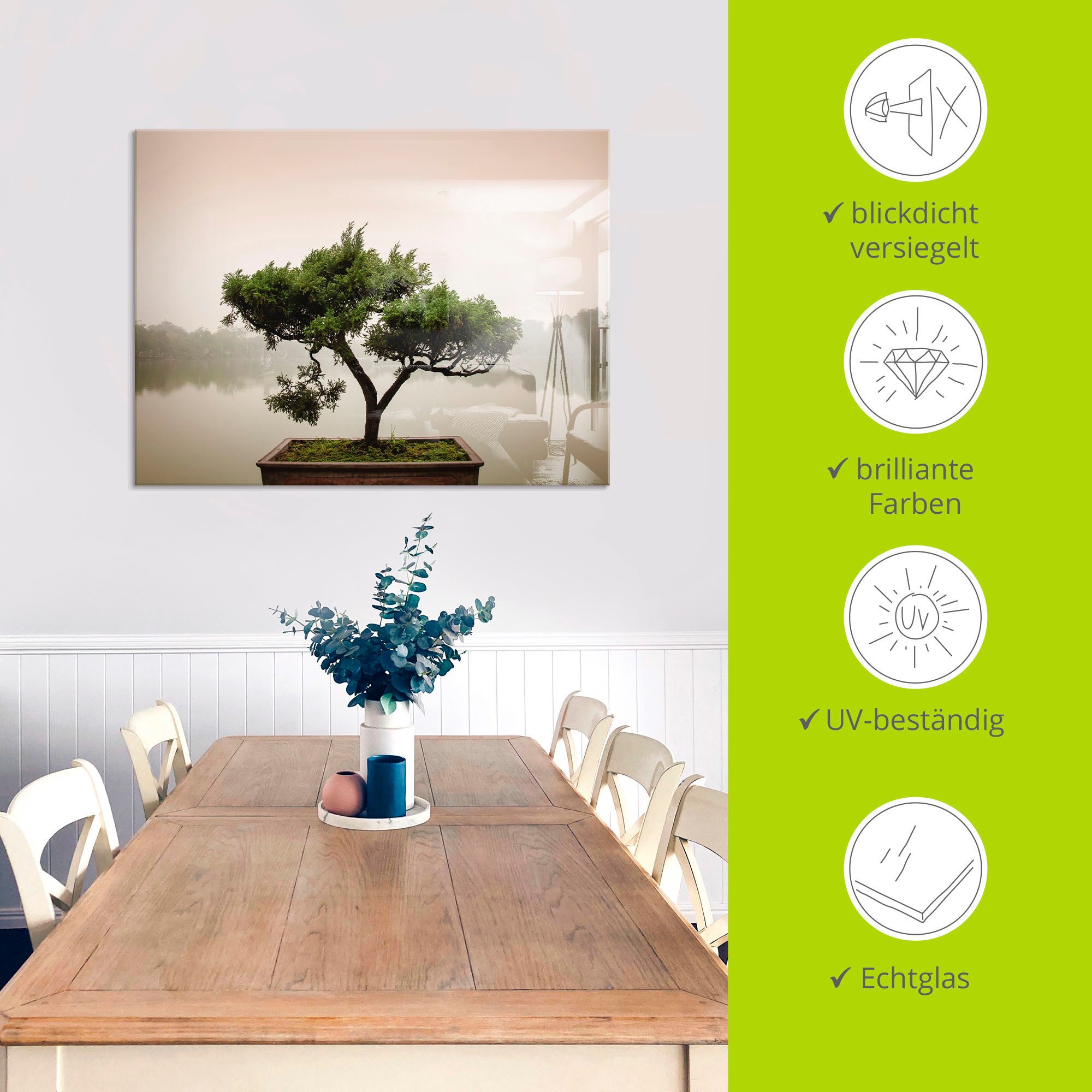 Artland Print op glas Chinese bonsaiboom in verschillende maten