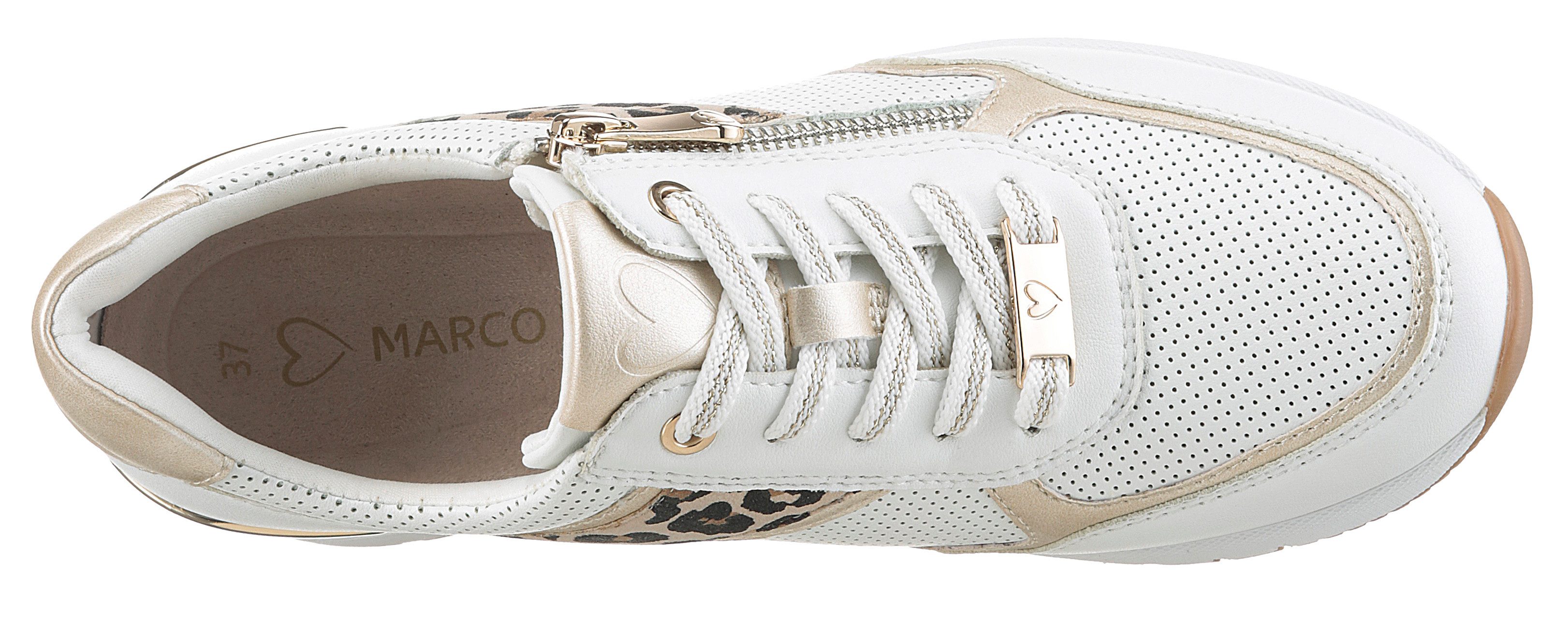 Marco Tozzi Sneakers met sleehak , vrijetijdsschoen, lage schoen veterschoen met buitenrits