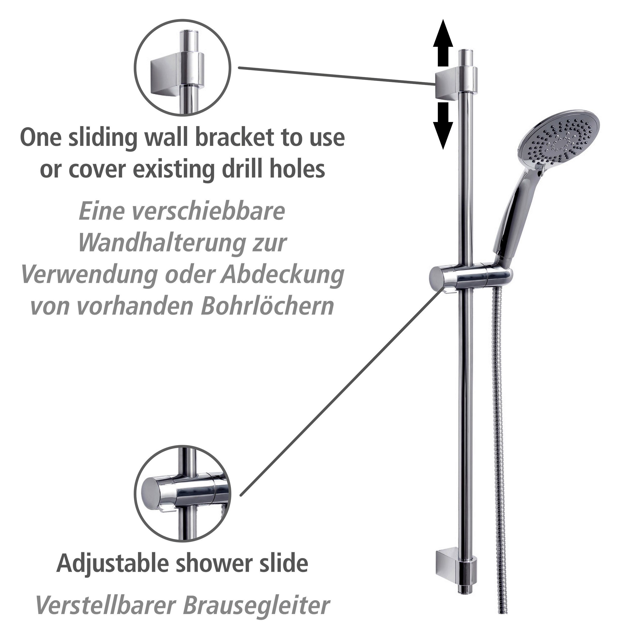 WENKO Douchestang-set Young Chroom, lengte stang: 66 cm