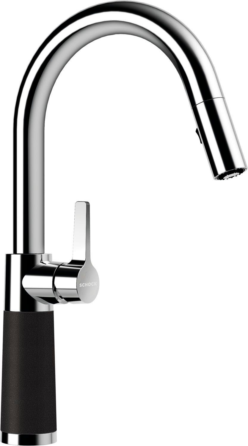 Schock Keukenkraan SC-520 SB uitschuifbaar, straal-douche, terugstroombegrenzer, draaibereik 120° keukenkranen zwart