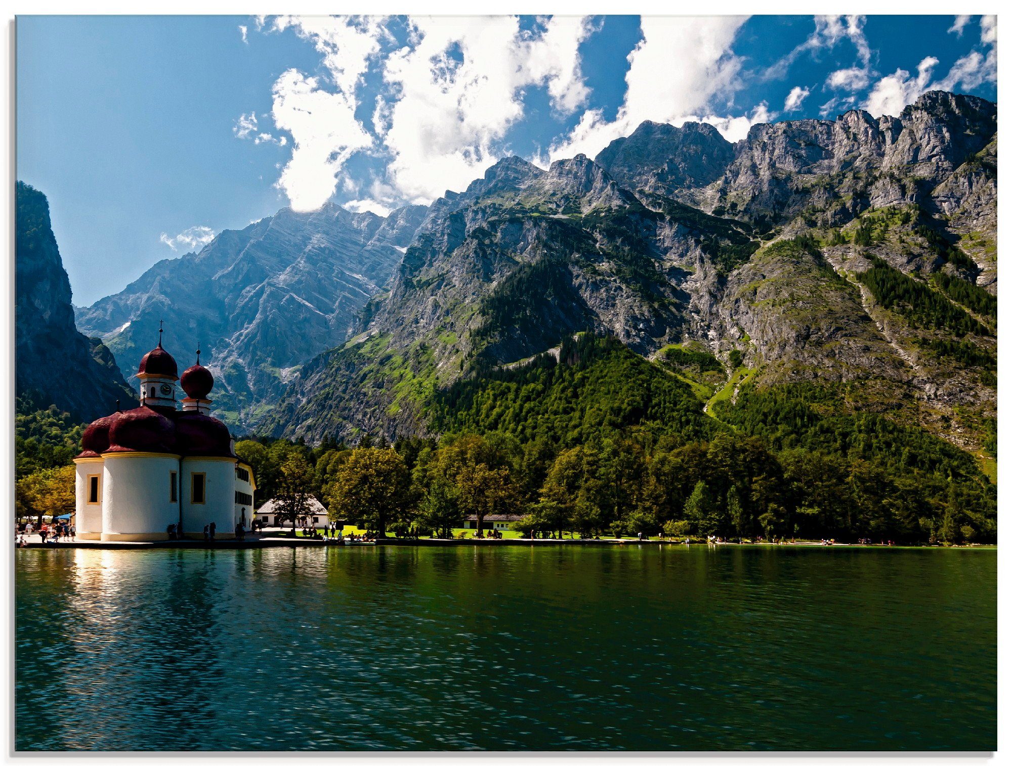 Artland Print op glas St. Bartholomä Königssee I glazen artprint blauw