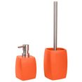 sanilo set badkameraccessoires wave orange bestaand uit zeepdispenser en toiletborstel, mat (combi-set, 2-delig) oranje