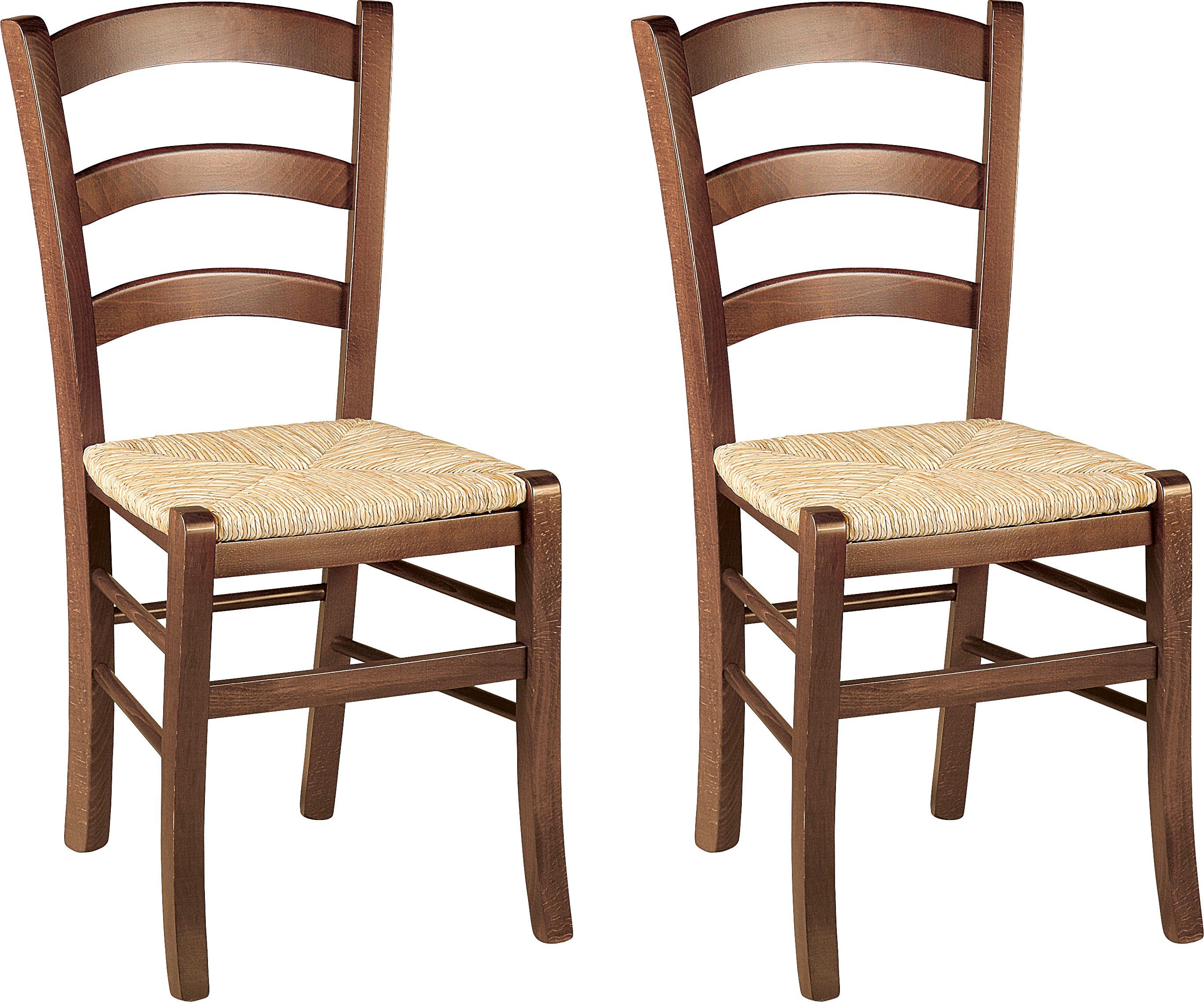 Home affaire Eetkamerstoel Super Paesana van massief beukenhout met zitting van grasvlechtwerk (set, 2 stuks)
