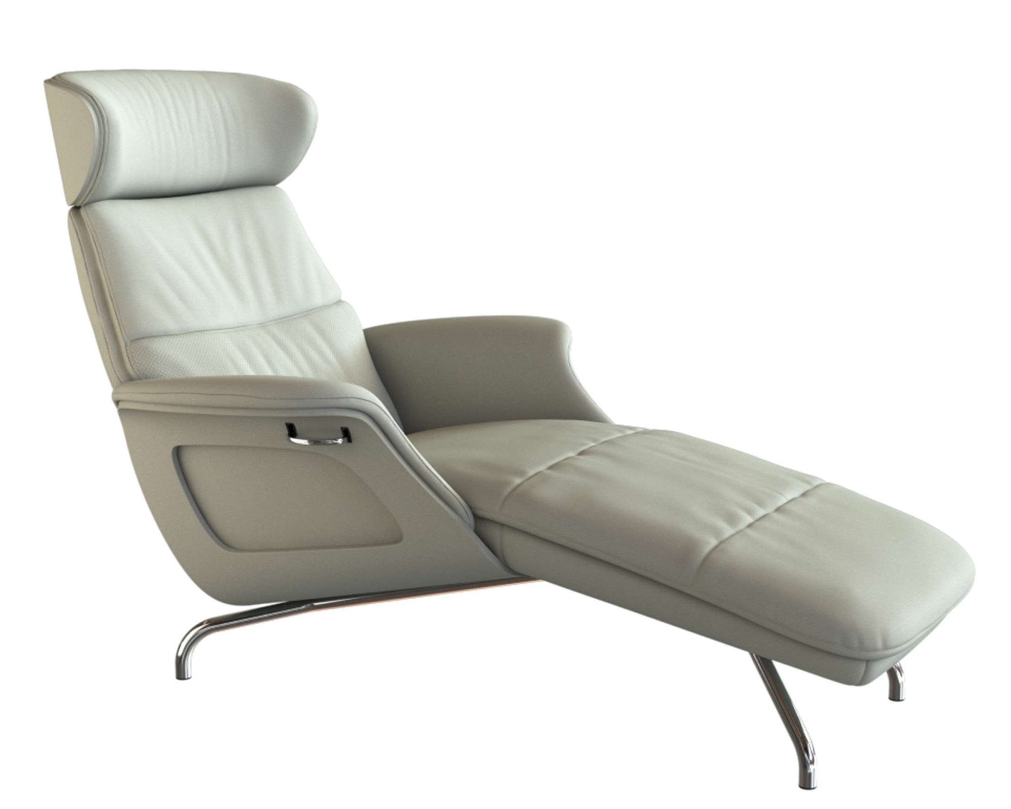 FLEXLUX Loungestoel Clement chaise longue, relaxstoel, ligstoel Rug- en hoofdsteunverstelling, armleuning gepolsterd geolied, voet van aluminium