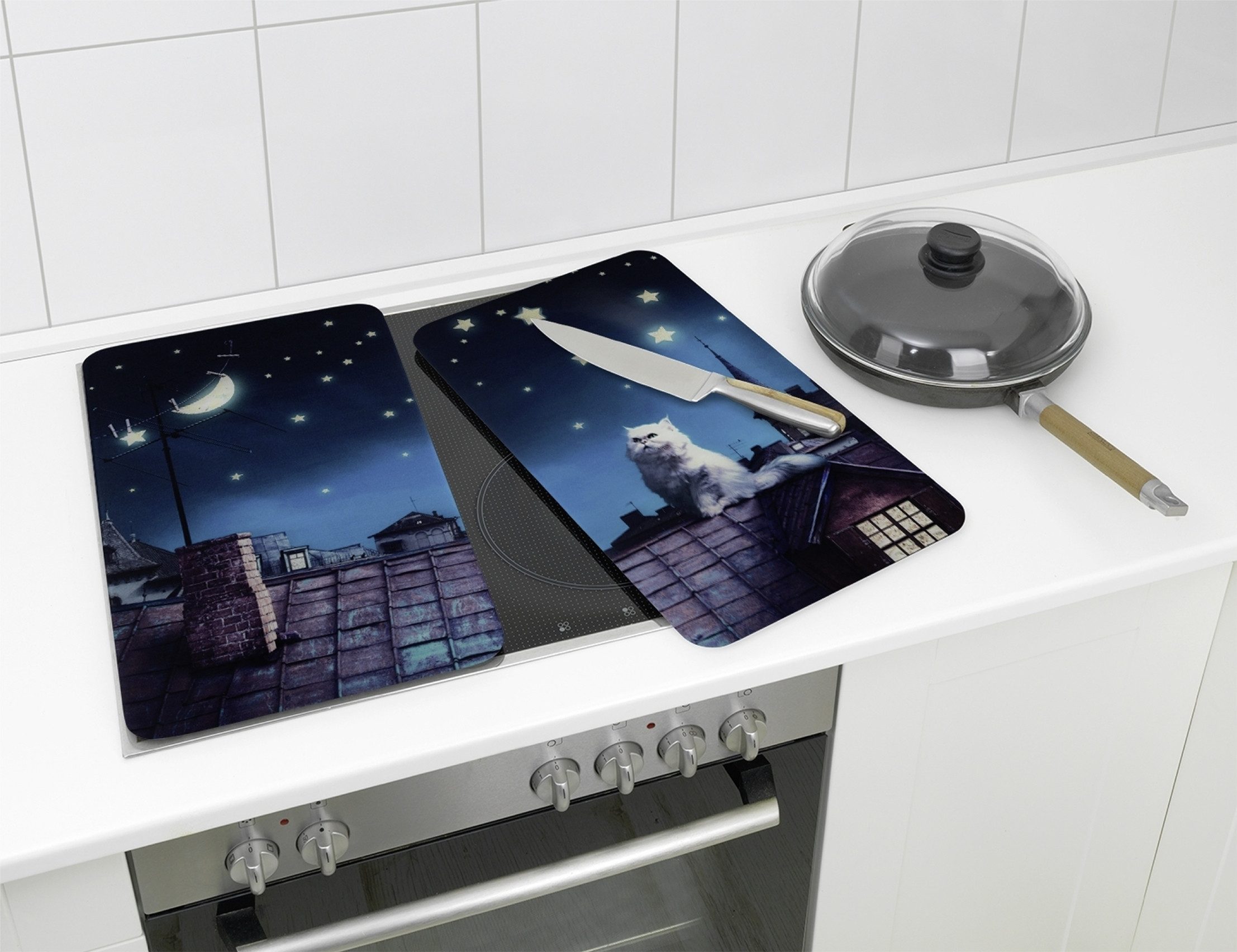 Maximex Kookplaatdeksel Universeel Model Maan Kat (set, 2-delig)
