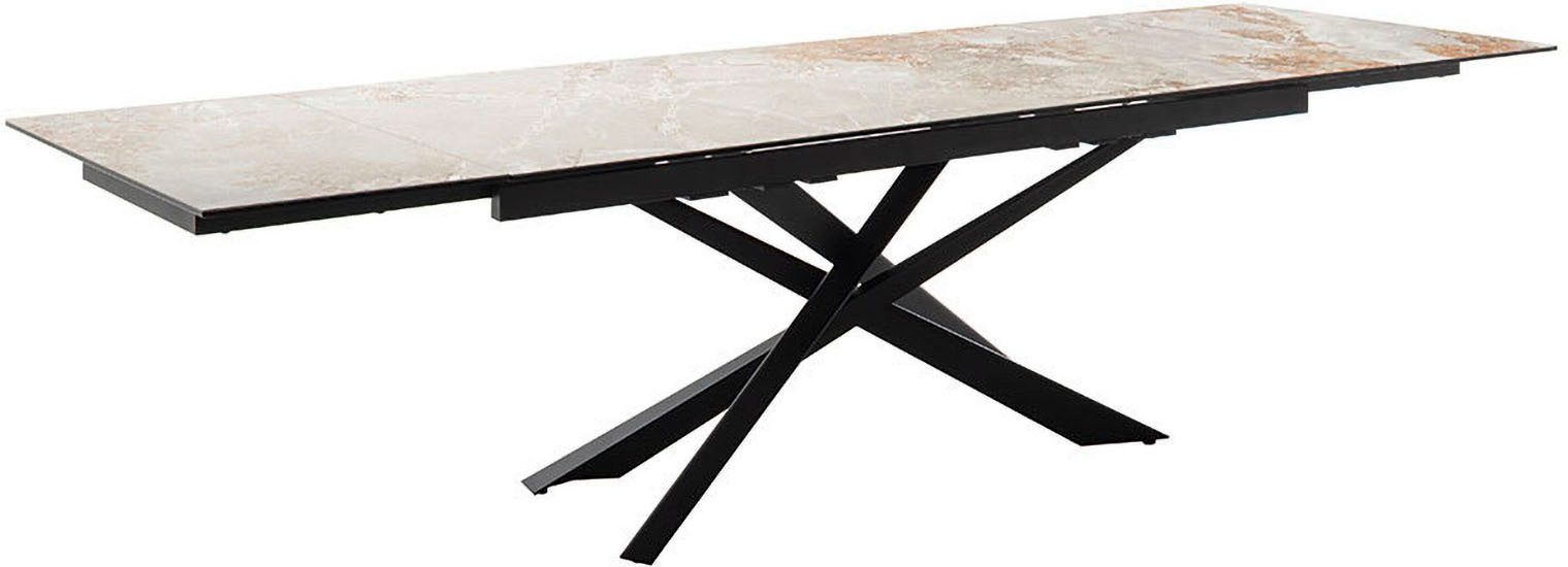MCA furniture Eettafel TESERO uitschuifbare tafel 200-300 cm Keramiek, metaal, marmer-look, uittrekbaar, belastbaar tot 100 kg, 10-12 personen