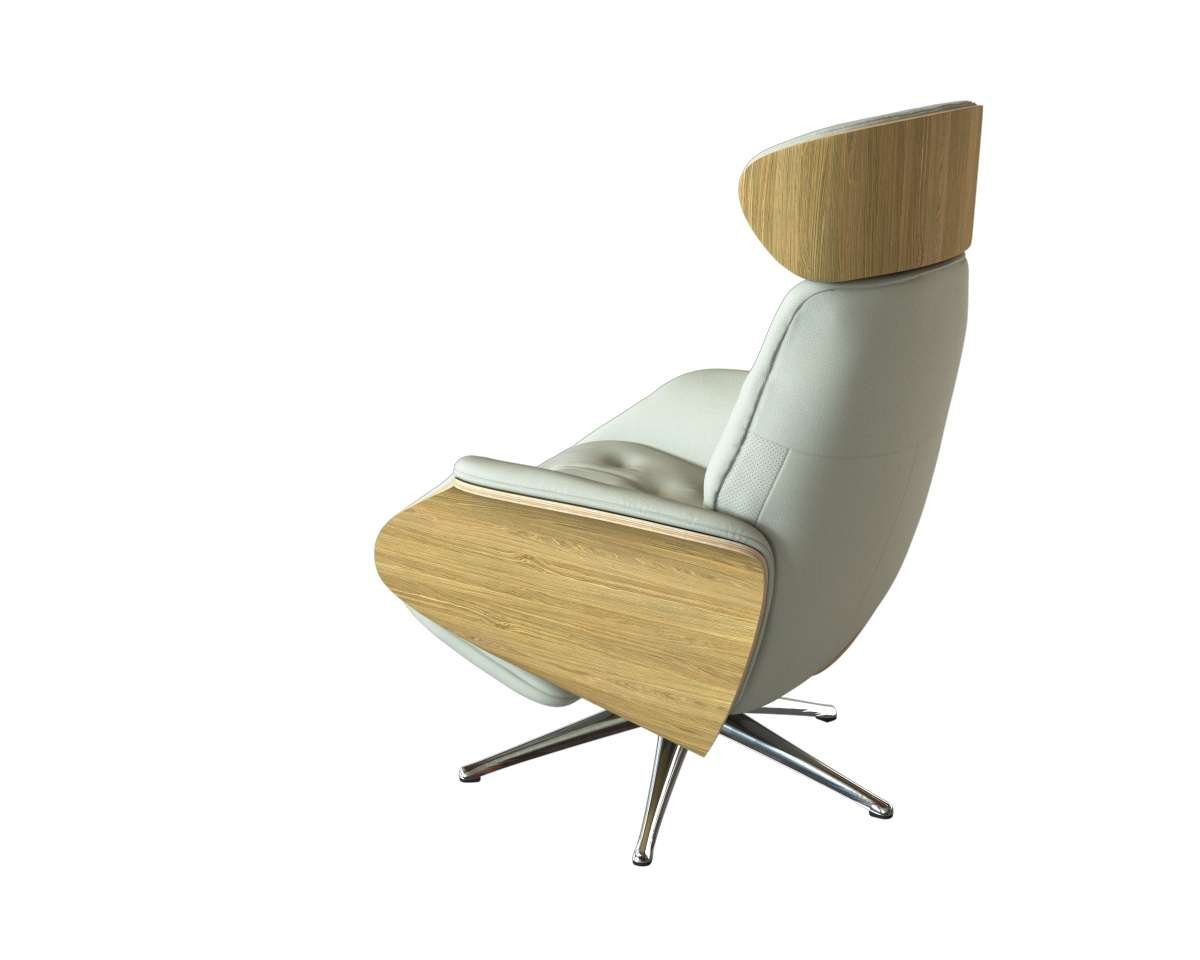 FLEXLUX Relaxfauteuil Volden praktische elektrische fauteuil Maat M, elektrische rug- en voetensteun, accu, armleuning Eiken, aluminium voet