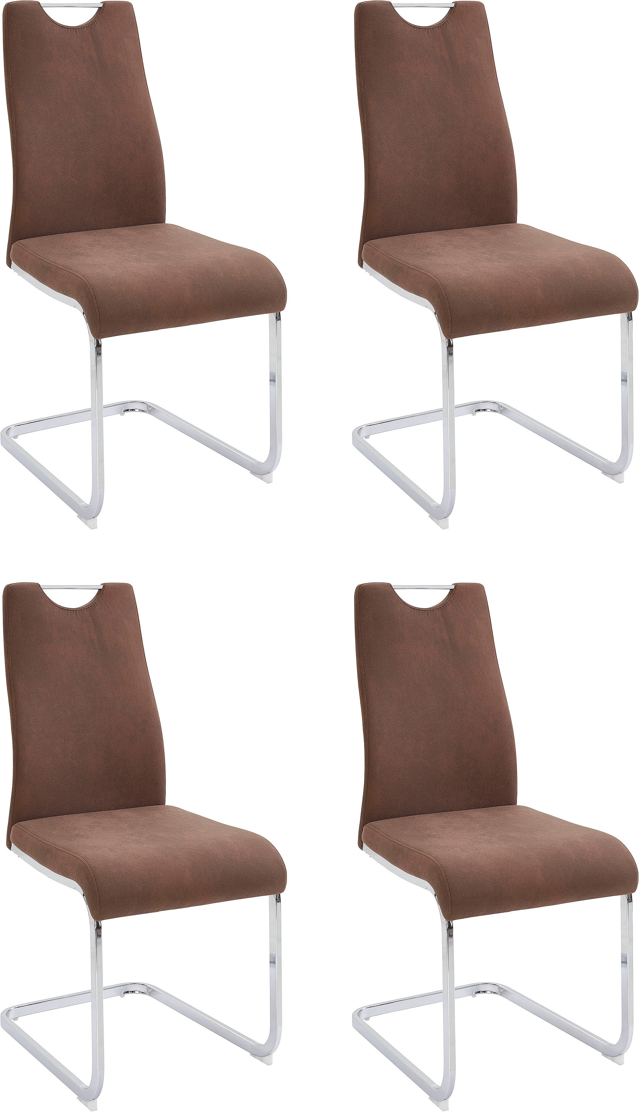 Home affaire Eetkamerstoel Milano (2 of 4 stuks), bekleding in microvezel of koord, sledestoel (set) 4 poot stoelen bruin
