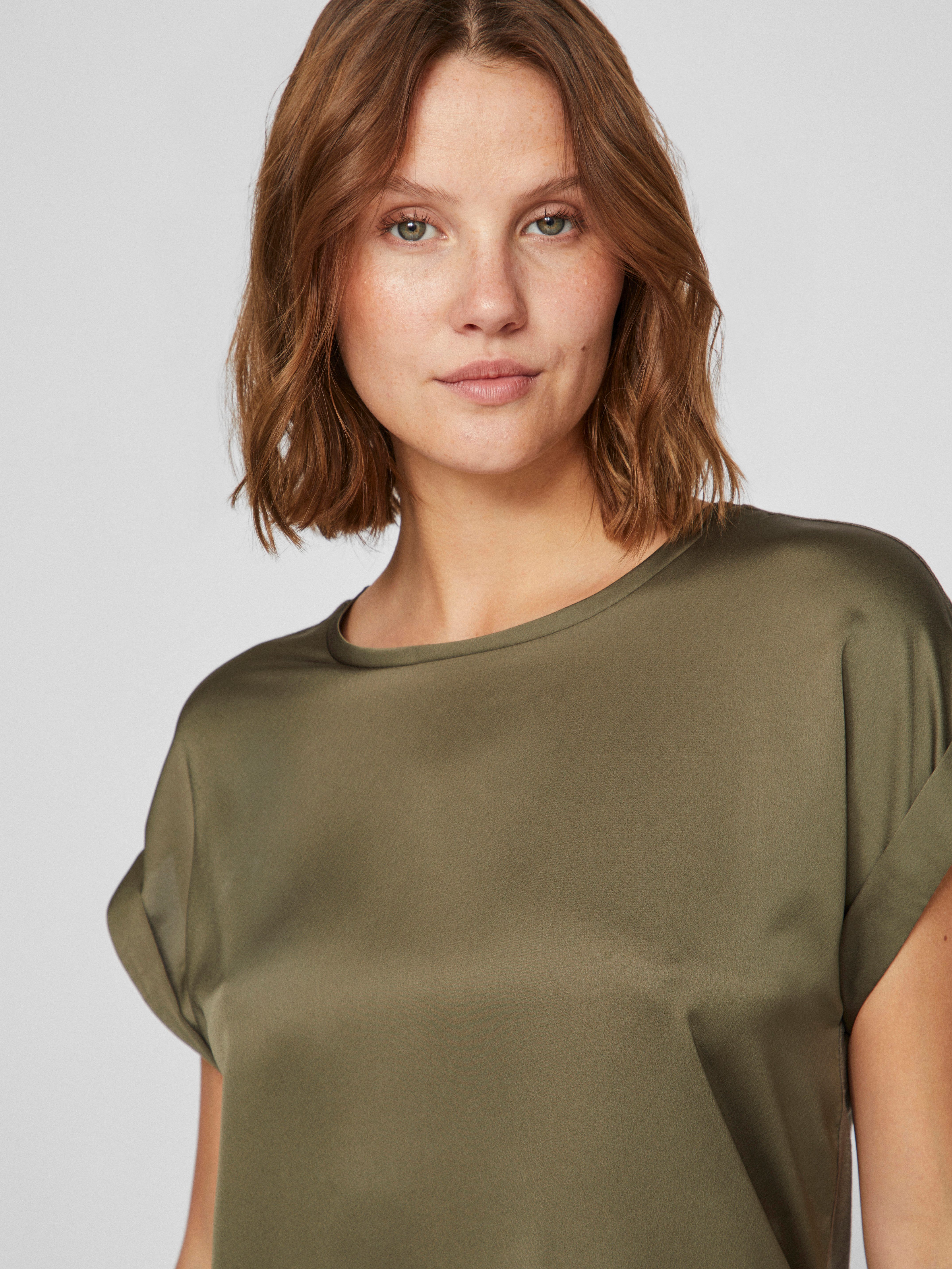 Vila Shirt met korte mouwen VIELLETTE S/S SATIN TOP - NOOS