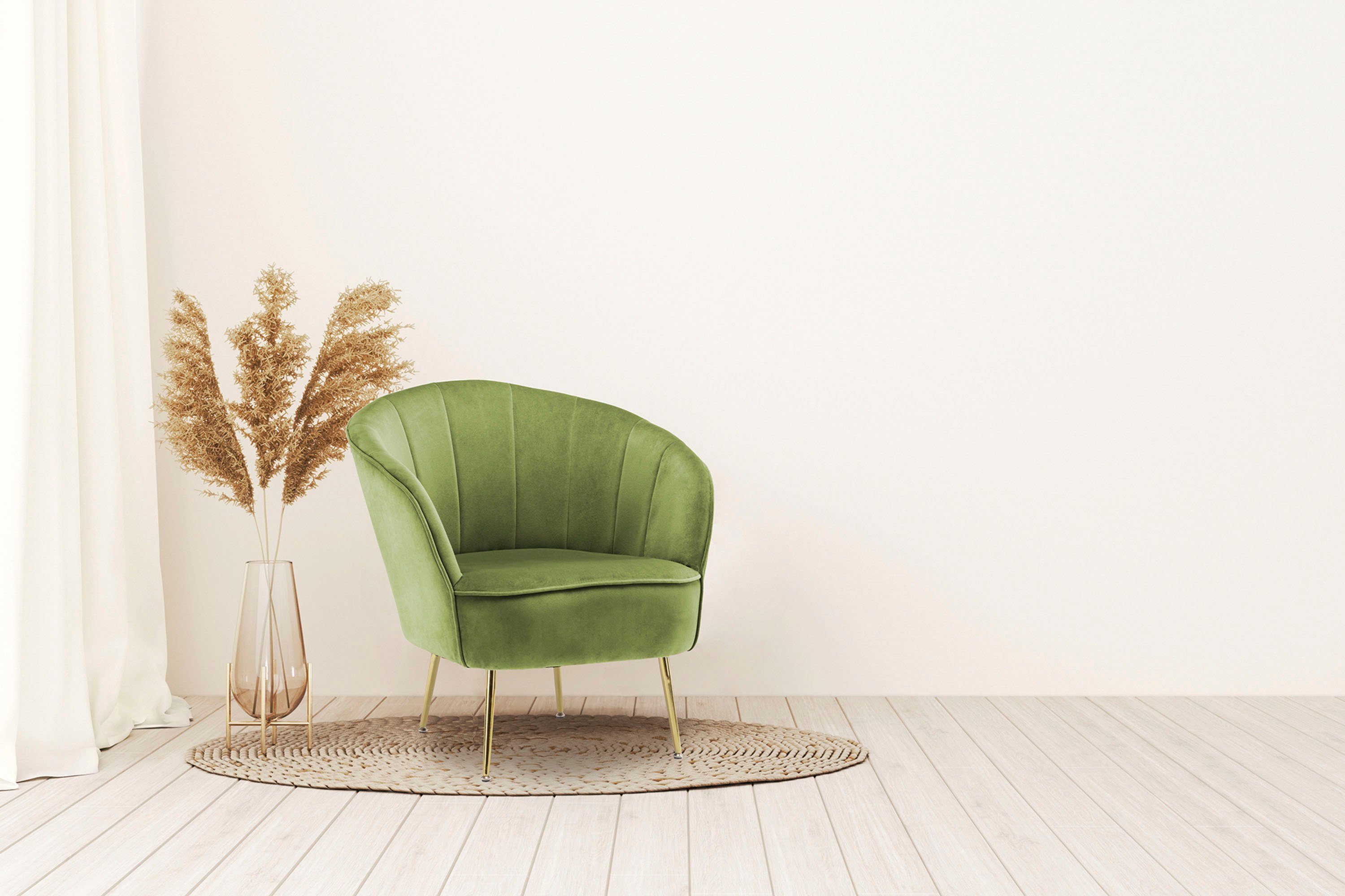 Kayoom Fauteuil Poola 100, comfortabele cocktailstoel, luxe fluwelen bekleding (1 stuk) fauteuils groen