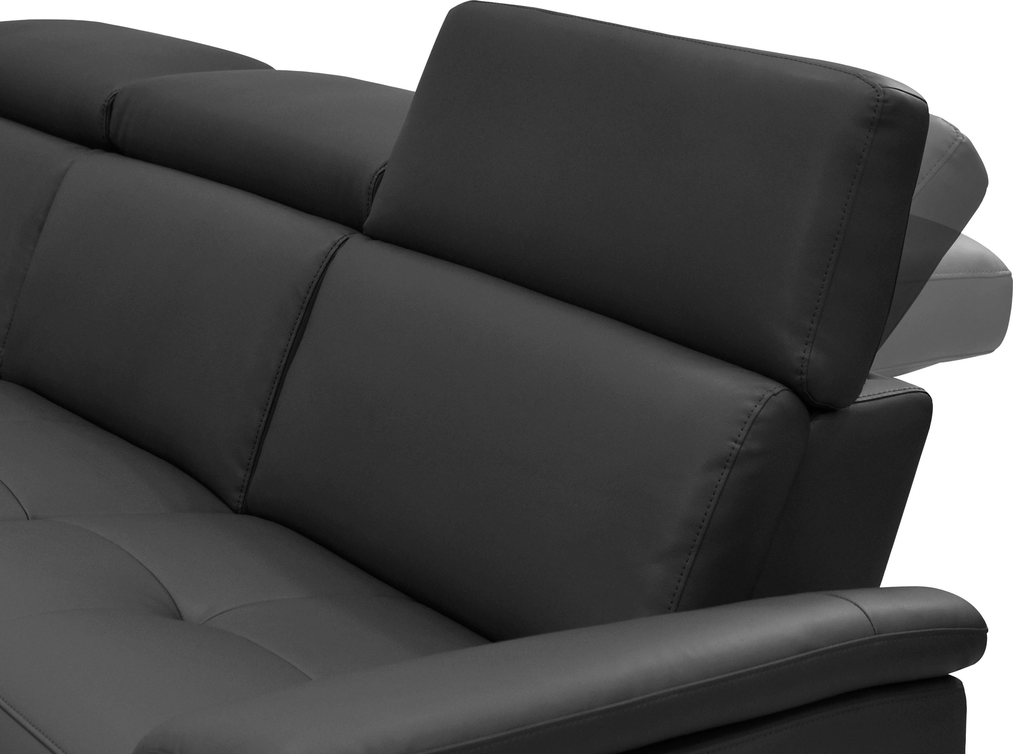 Places of Style Hoekbank Pareli, L-model, 259 cm, met récamier, echt leer, imitatieleer, weefstof