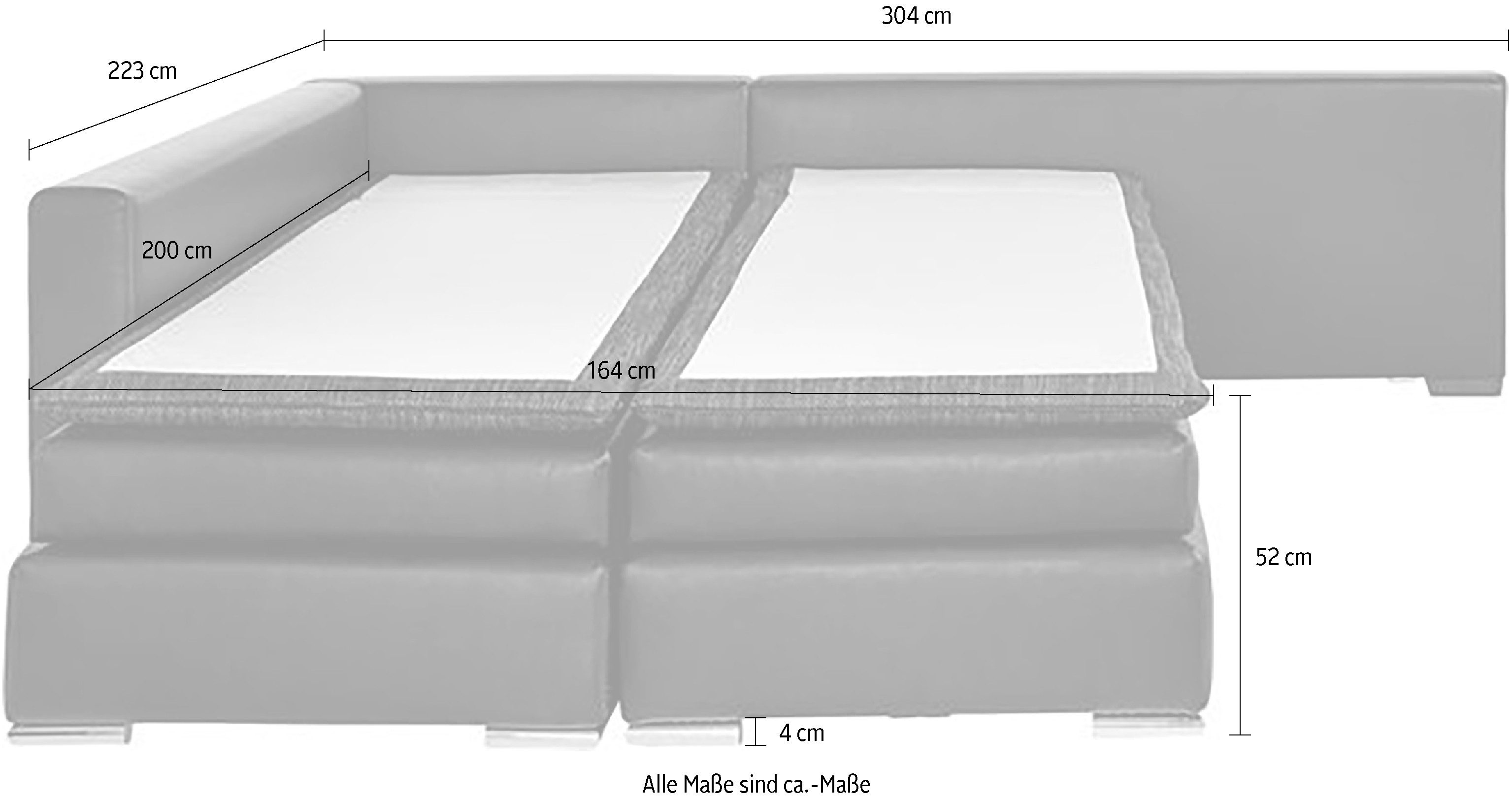INOSIGN Hoekbank Boxspringbed Night & Day L-vorm met permanente slaapfunctie zonder armleuningen
