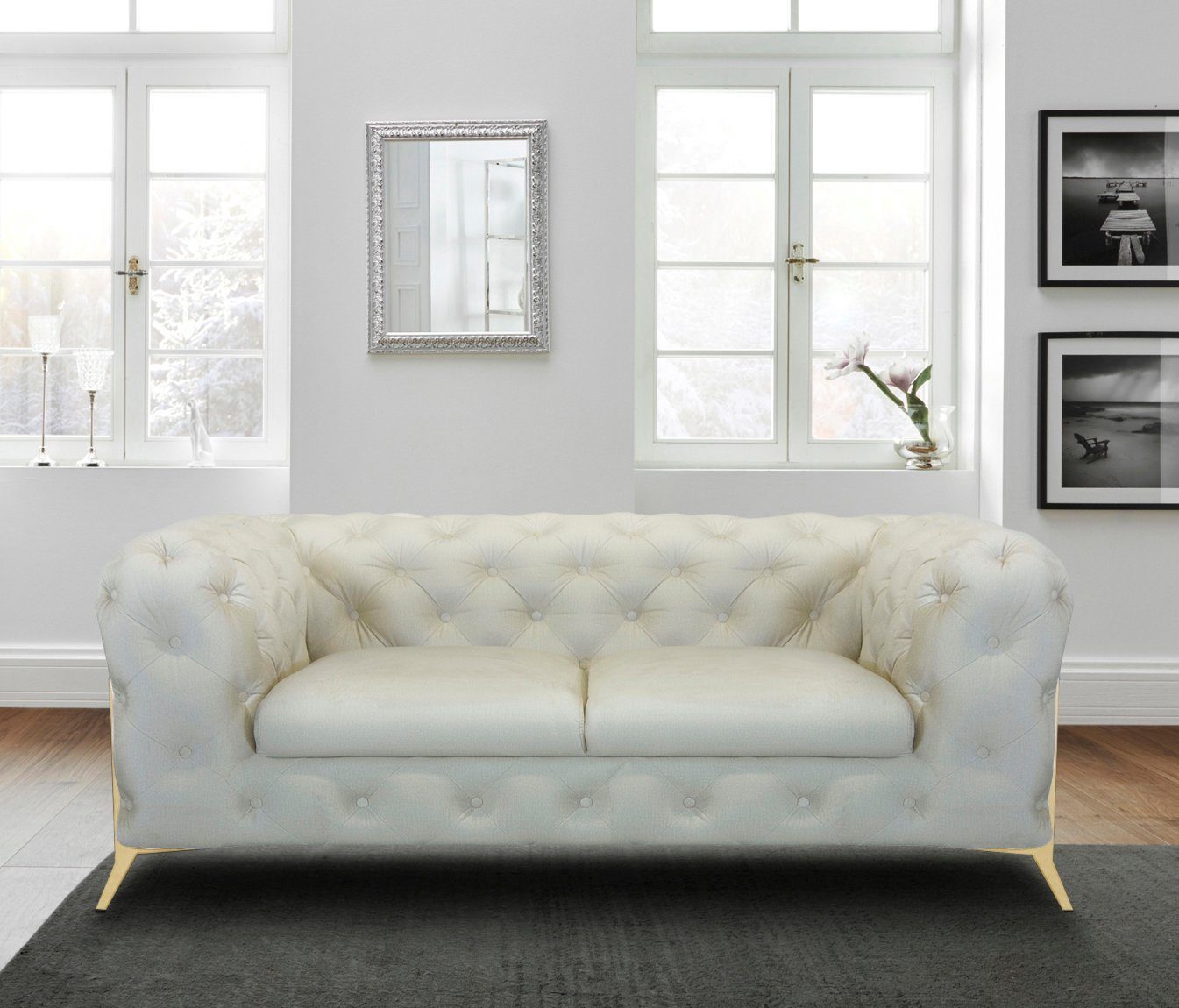 Leonique Chesterfield-bank Amaury luxueuze capitonnage, moderne chesterfield look, kleur van de poten ter keuze