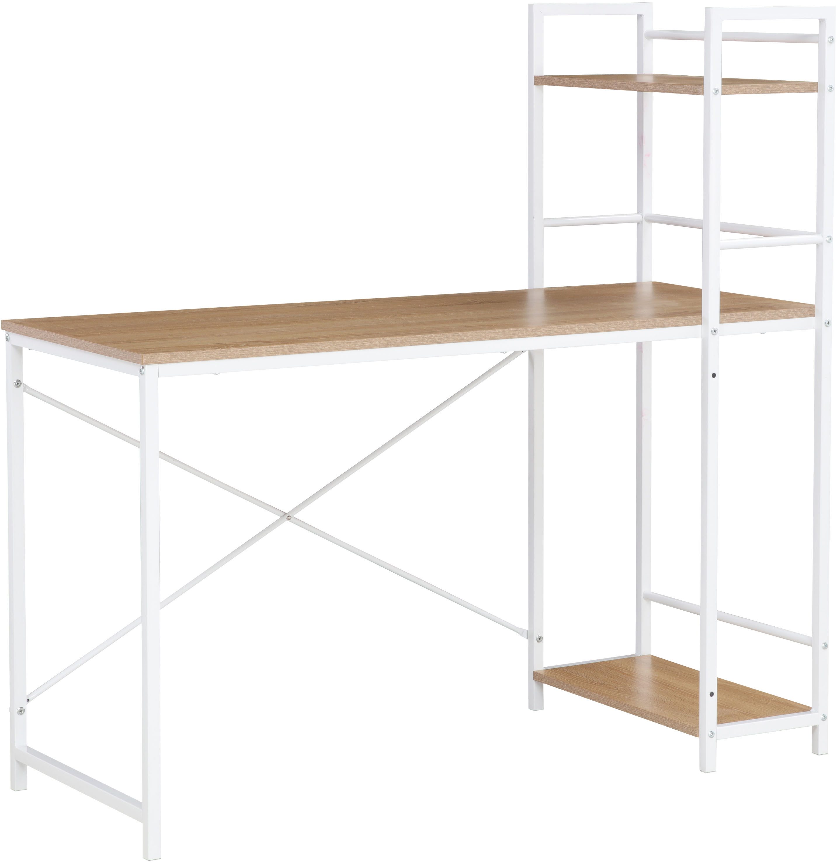 INOSIGN Bureau met kast Lonas, computertafel, naaitafel met metalen frame Rek links/rechts te monteren, breedte 120 cm, werkhoogte 72,5 cm