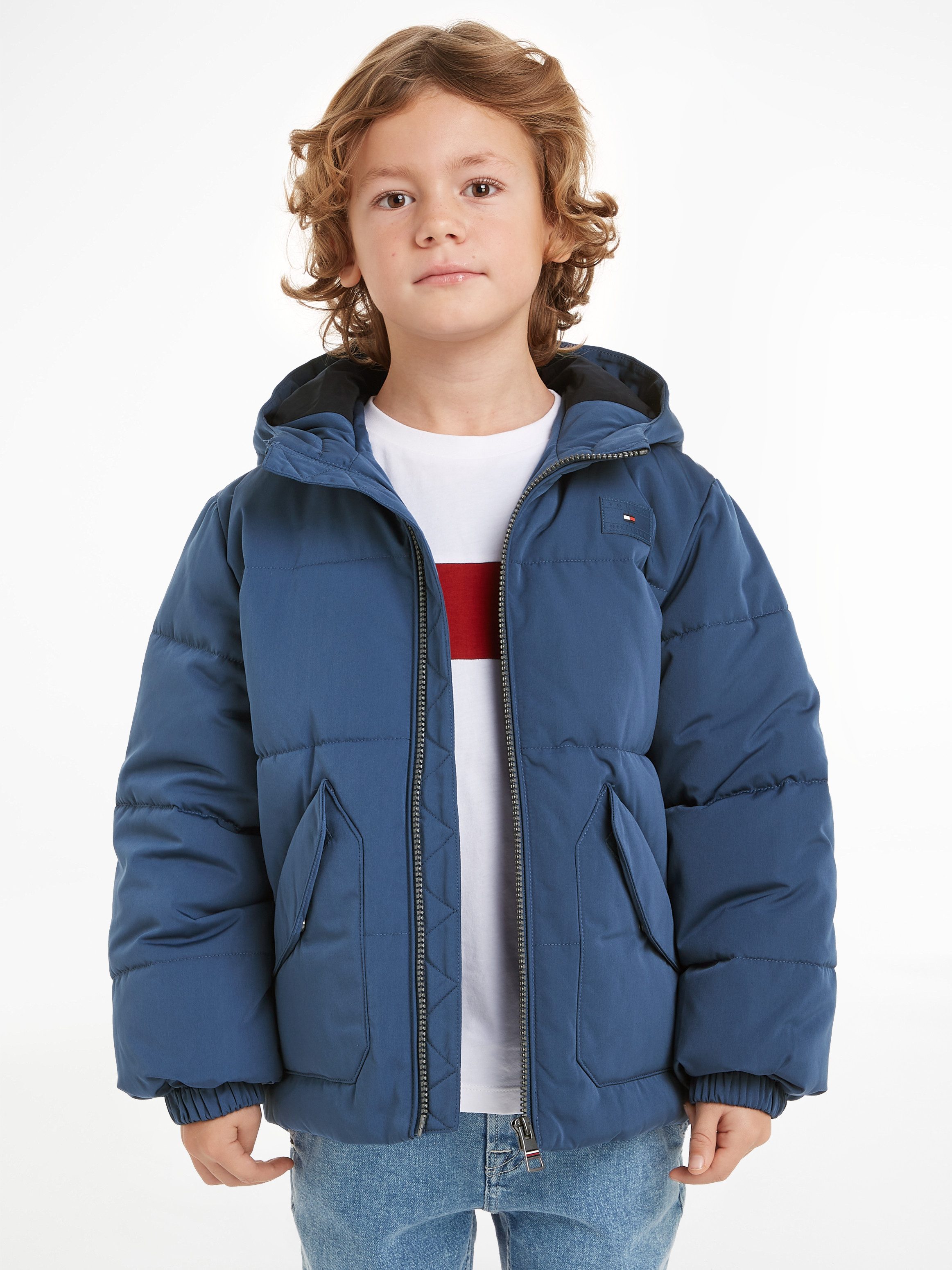 Tommy Hilfiger Gewatteerde jas MONOTYPE PADDED PUFFER JACKET Kinderen tot 16 jaar, met capuchon,...