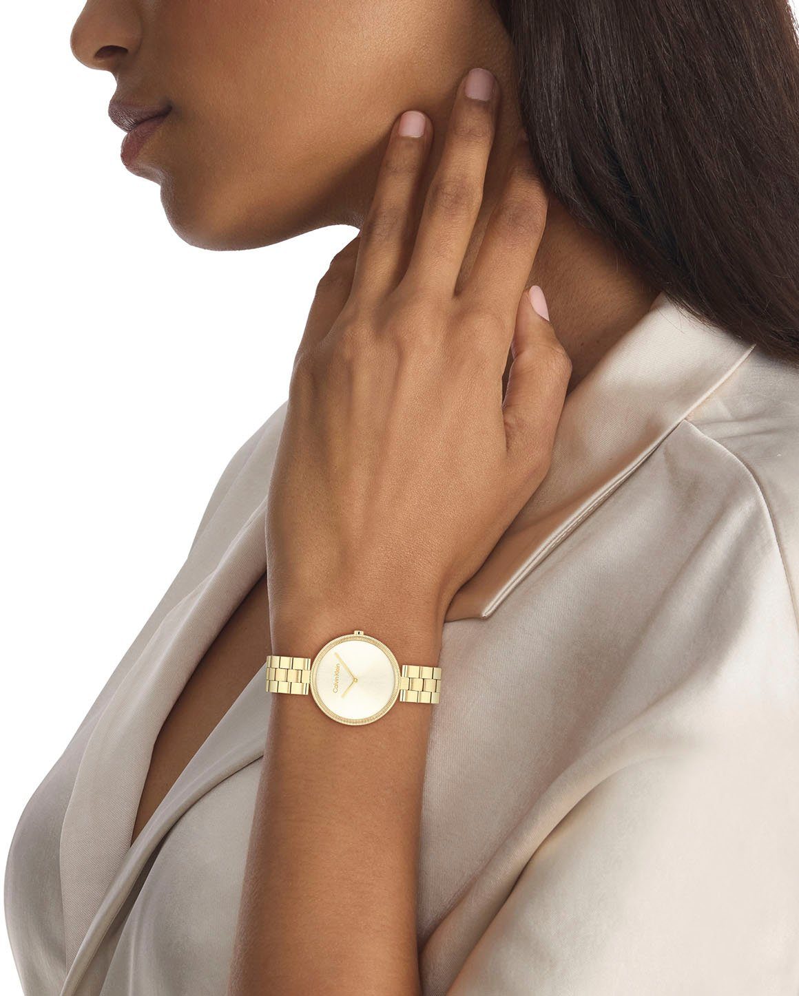 Calvin Klein Kwartshorloge Timeless Polshorloge, dameshorloge, mineraalglas, leren armband