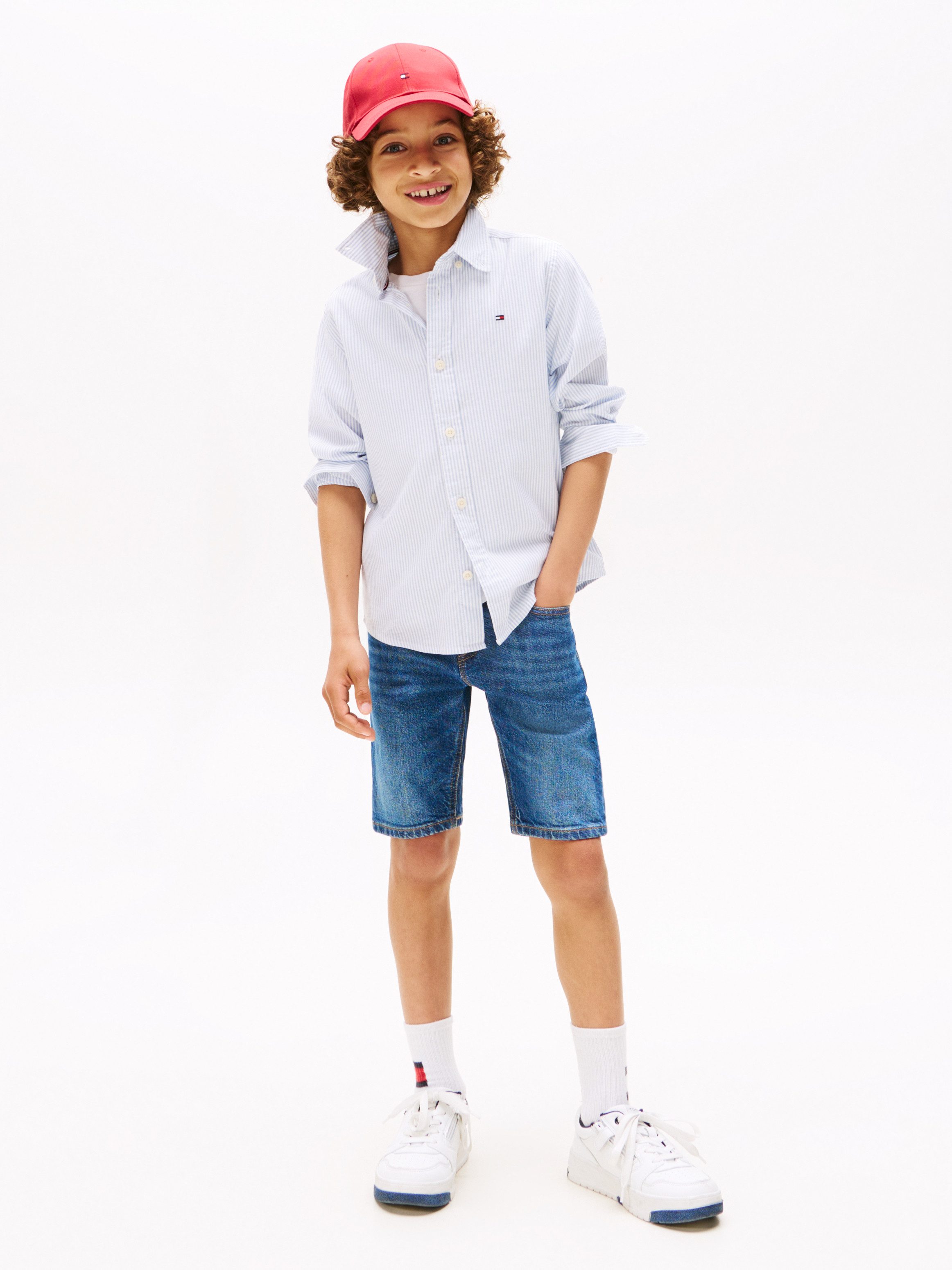 Tommy Hilfiger Overhemd met lange mouwen FLEX ITHACA SHIRT LS met streepjespatroon, logo-borduursel