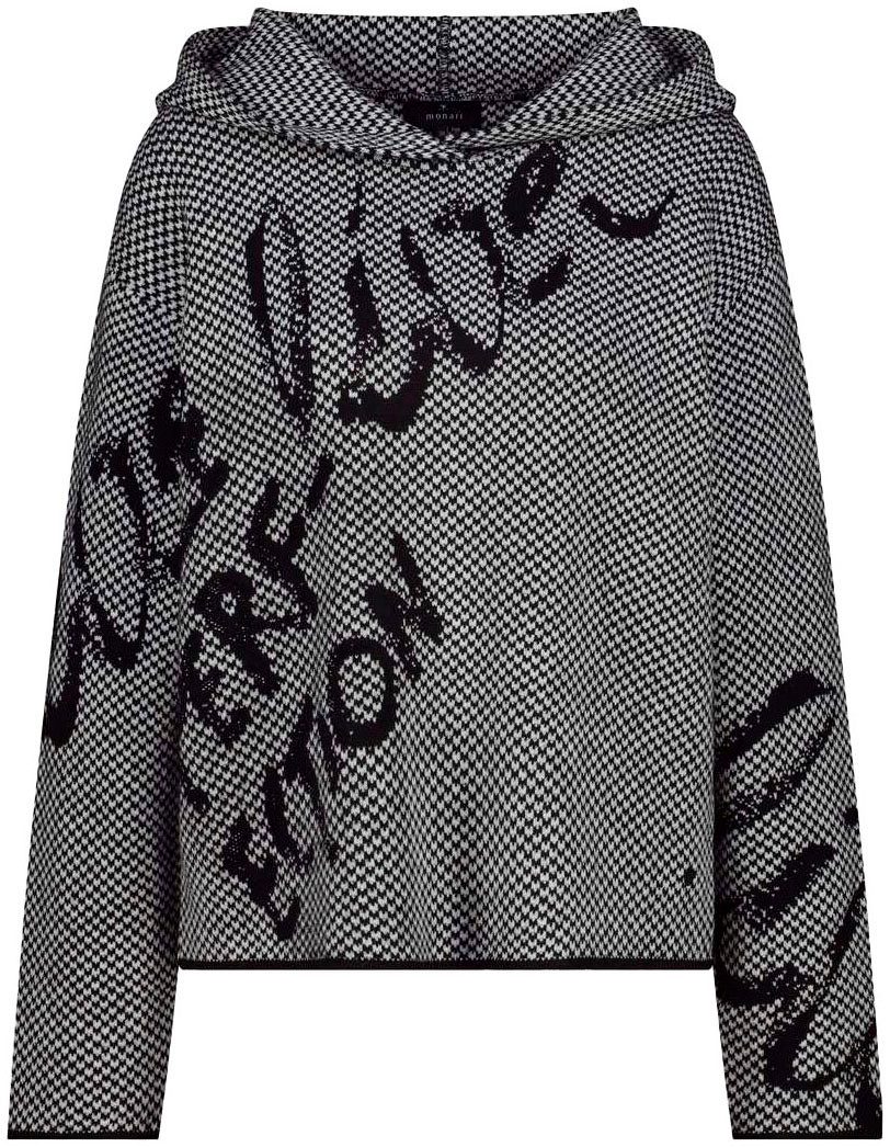 Monari Capuchontrui Pullover jacquard + tekst