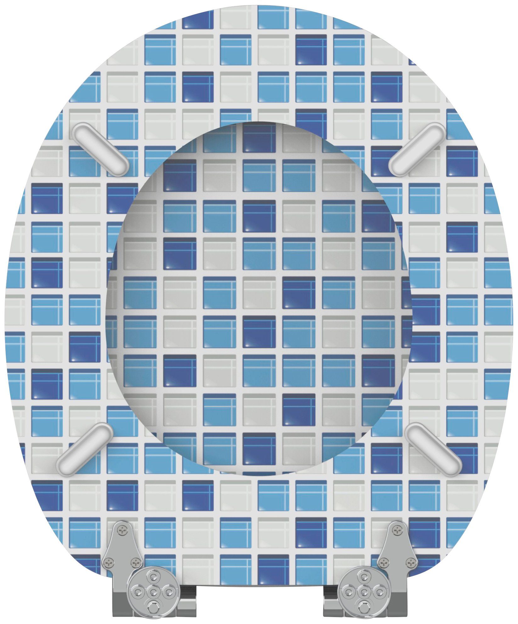 Sanilo Toiletzitting Mozaïek blauw met soft-closemechanisme