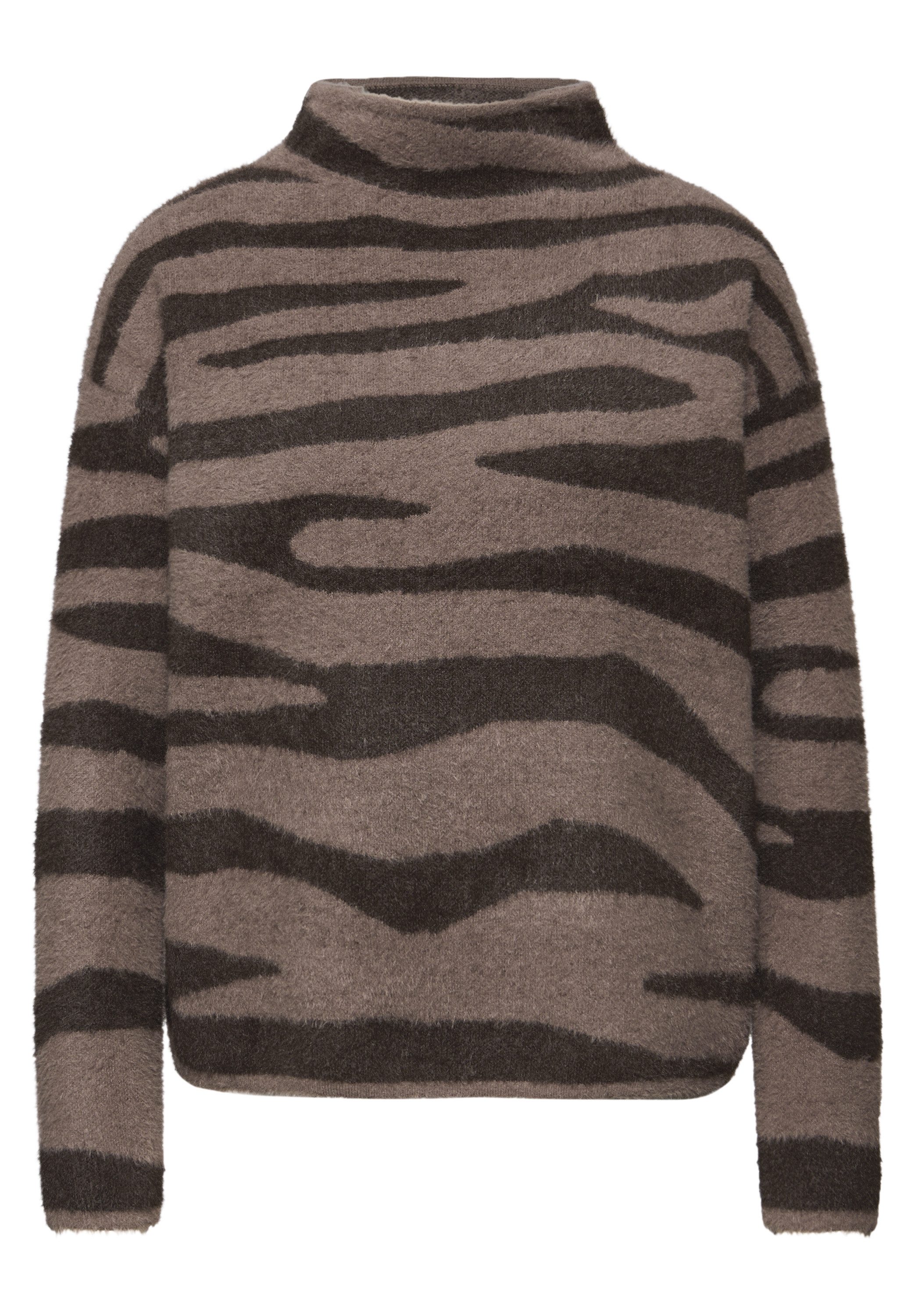 STREET ONE Gebreide trui met animal print, comfortabele pasvorm