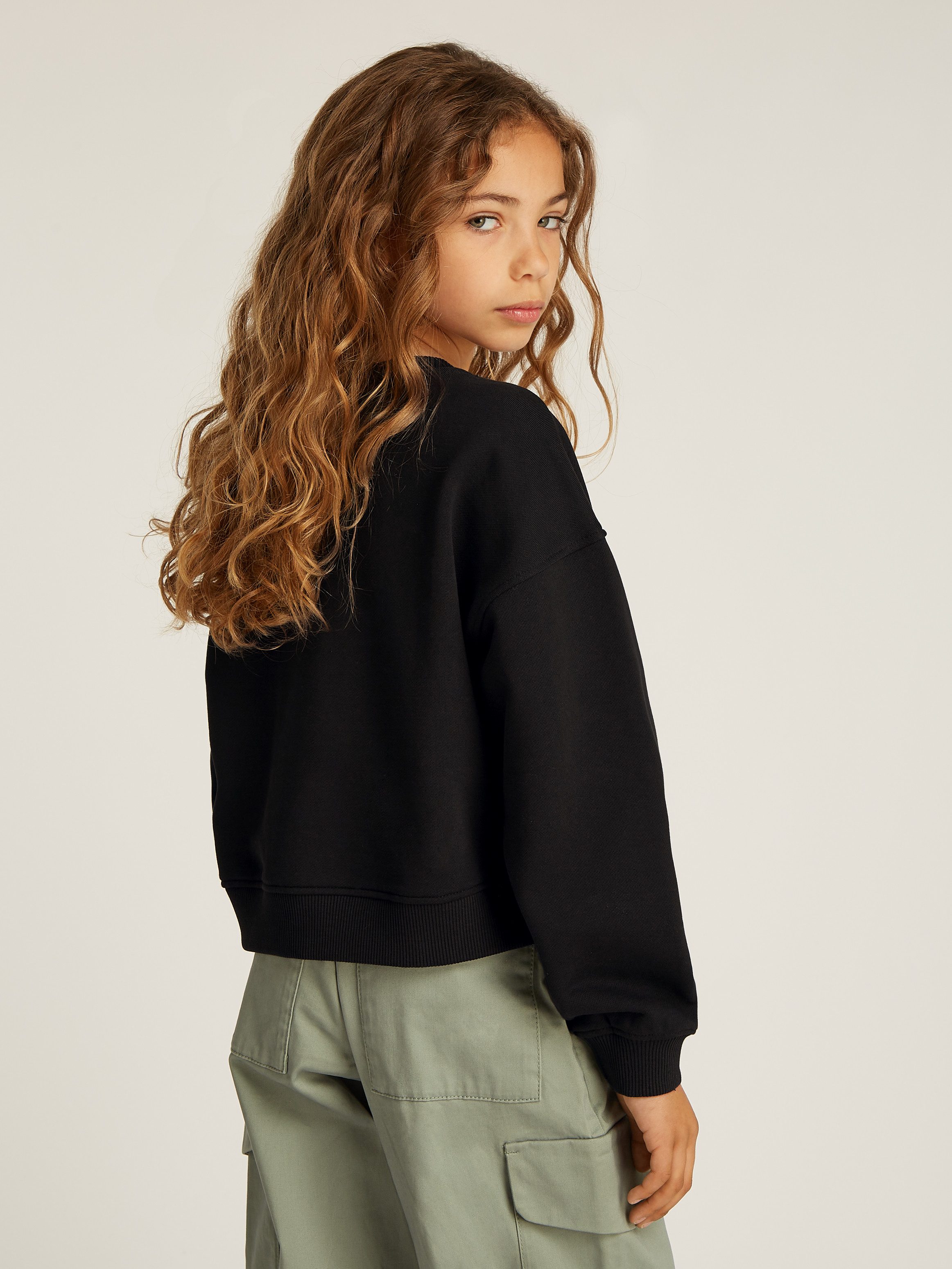 Calvin Klein Sweatshirt GLITTER MONOLOGO CN SWEATSHIRT voor kinderen tot 16 jaar met logo-opdruk