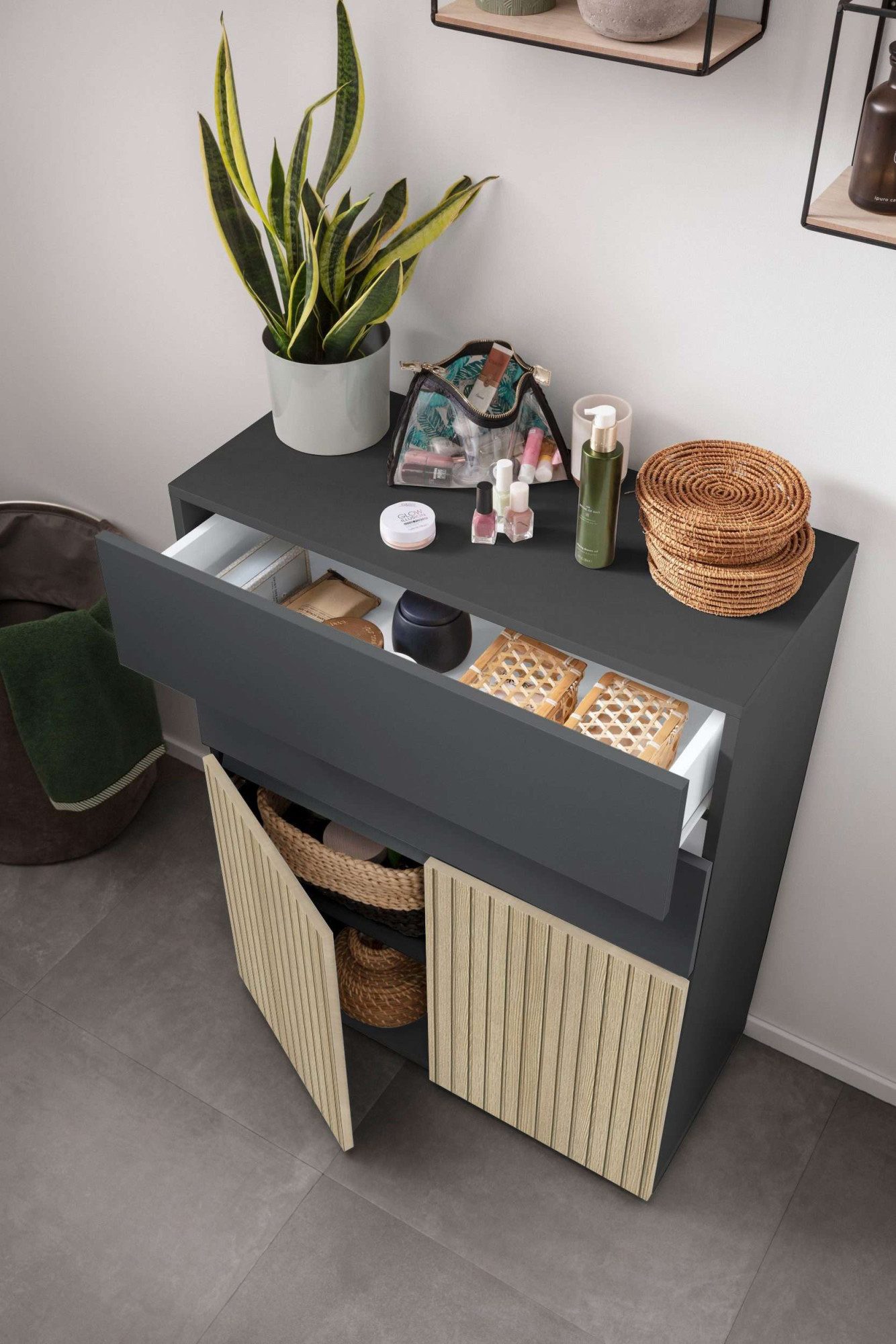 Home affaire Halfhoge kast Wisla Hoogte 98 cm, met deuren en lades