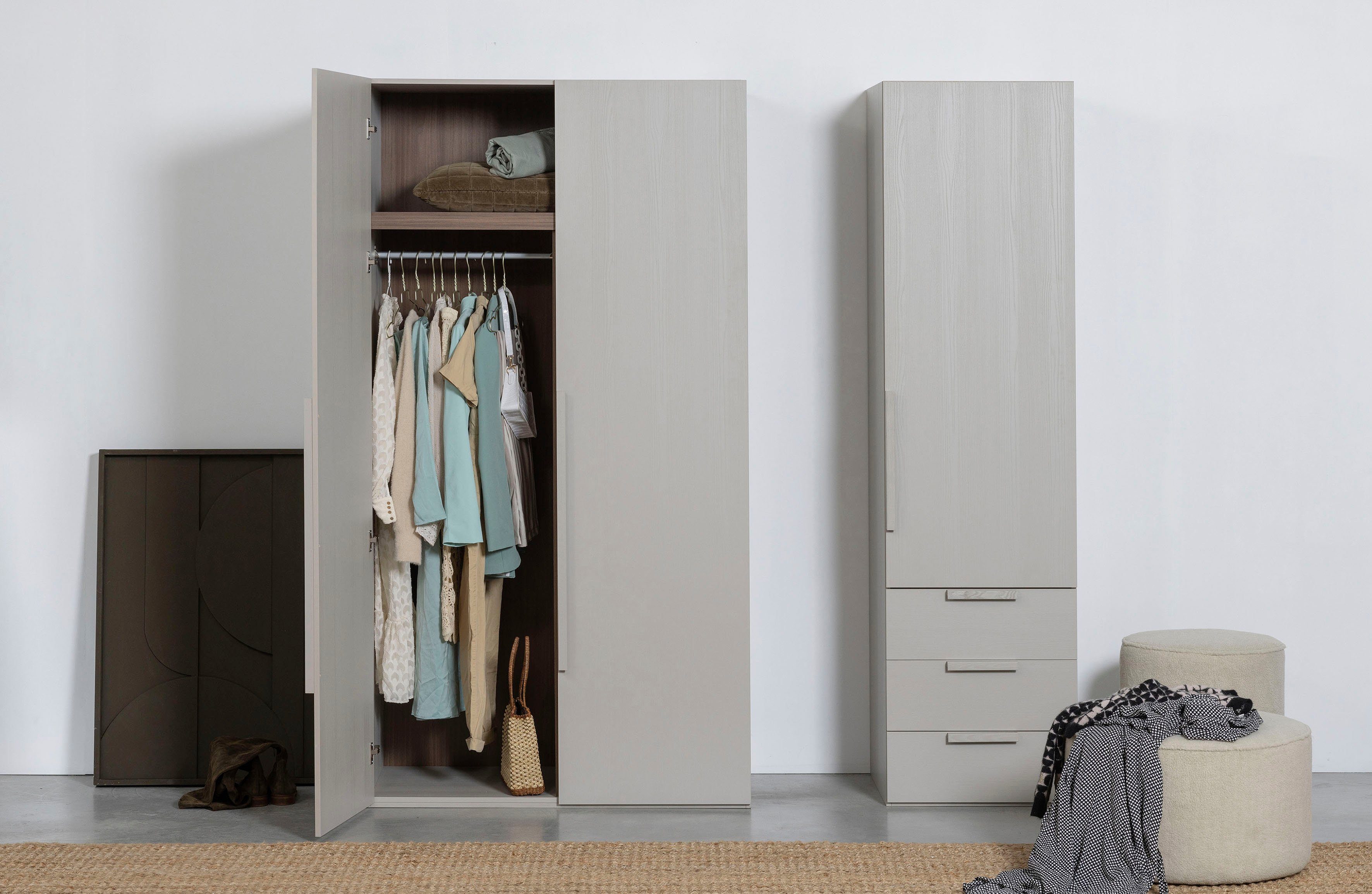 WOOOD Kledingkast Rens van notenhoutdecor, veel opbergruimte, hoogte 210 cm