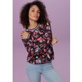 aniston selected shirtblouse met gestreepte boord en kleurrijke print - nieuwe collectie multicolor