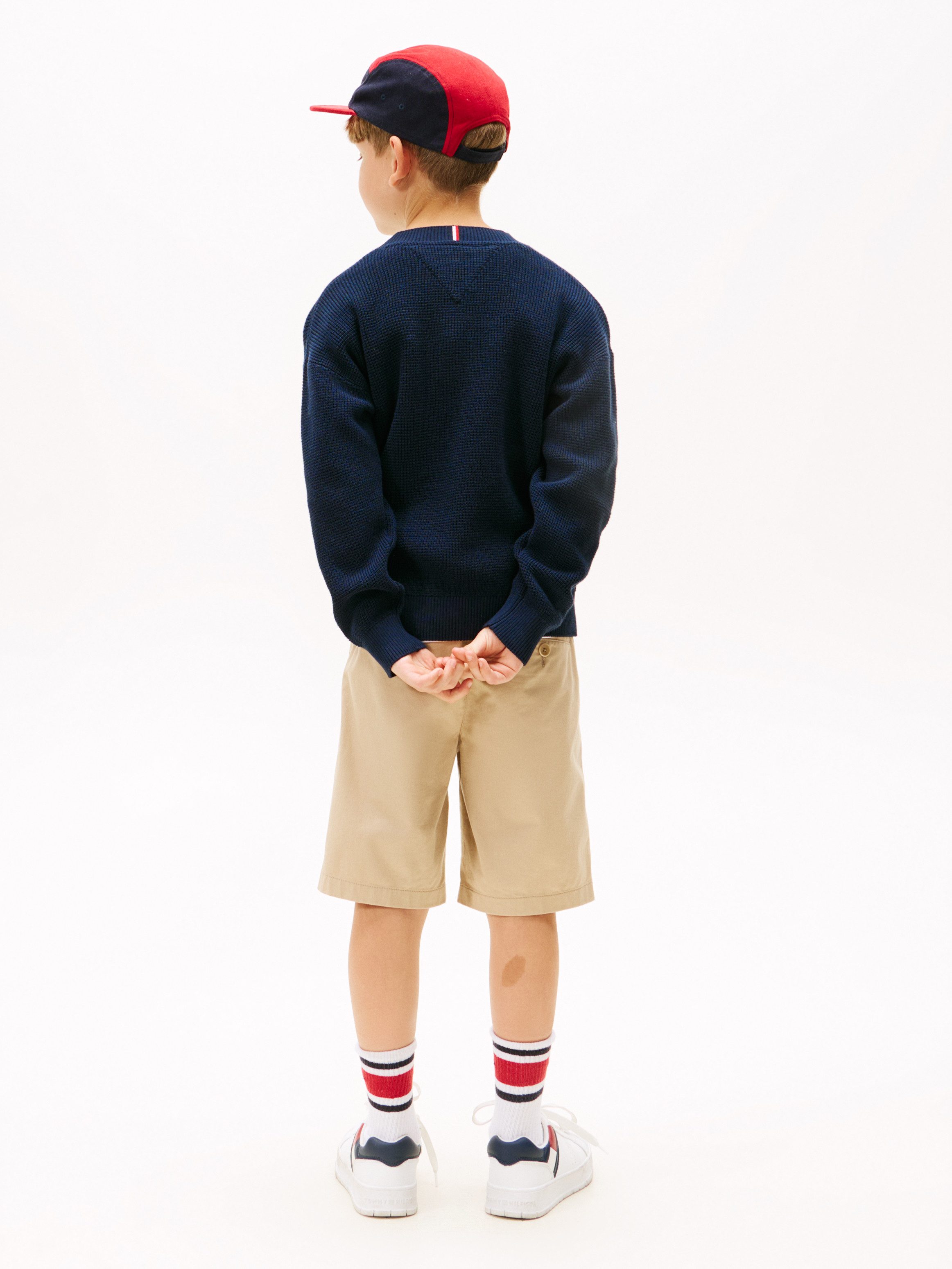 Tommy Hilfiger Trui met ronde hals COTTON TEXTURE SWEATER voor kinderen tot 16 jaar, structuur breiwerk