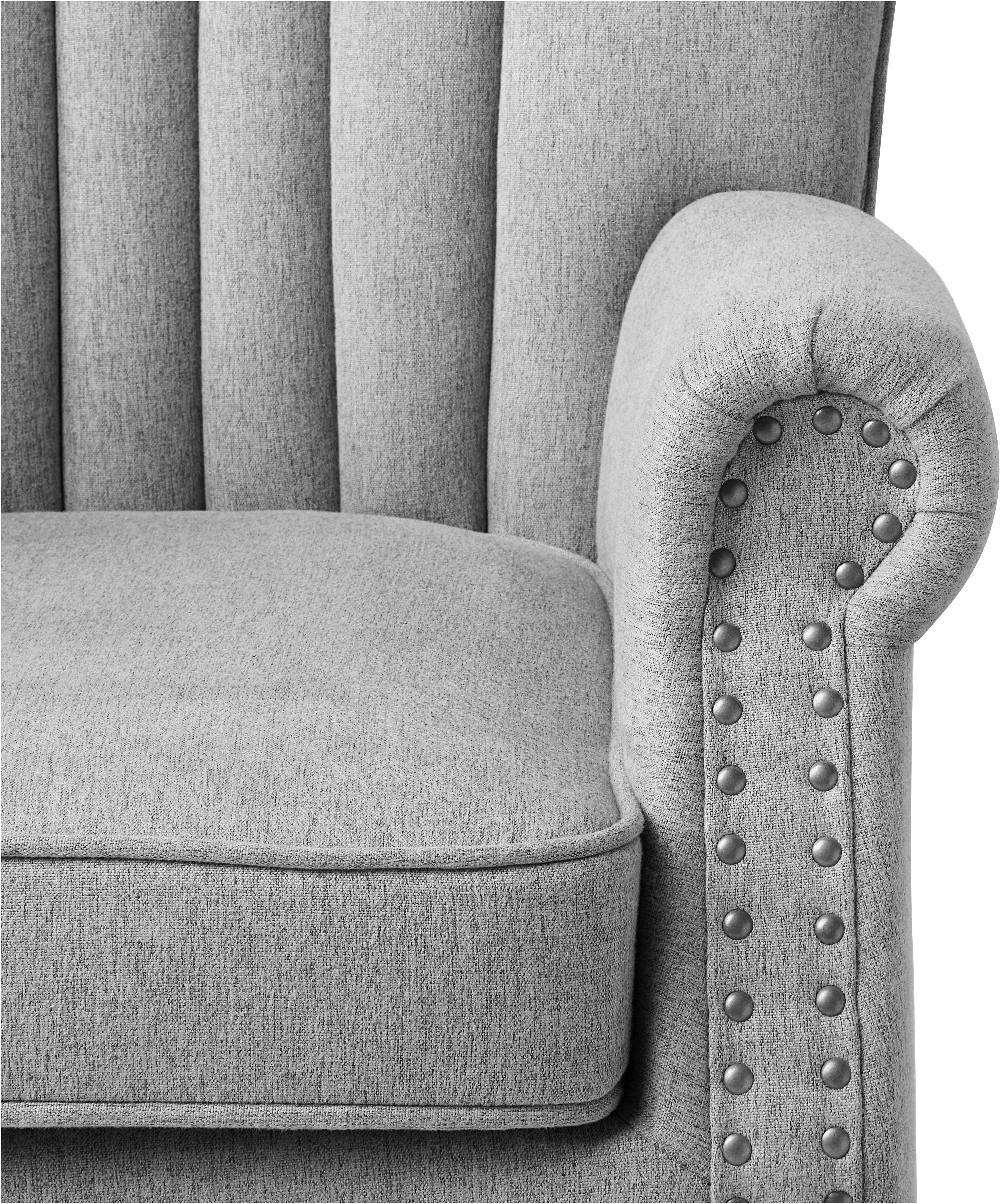 ATLANTIC home collection Fauteuil Toni modern met klinknagels en hoge rugleuning