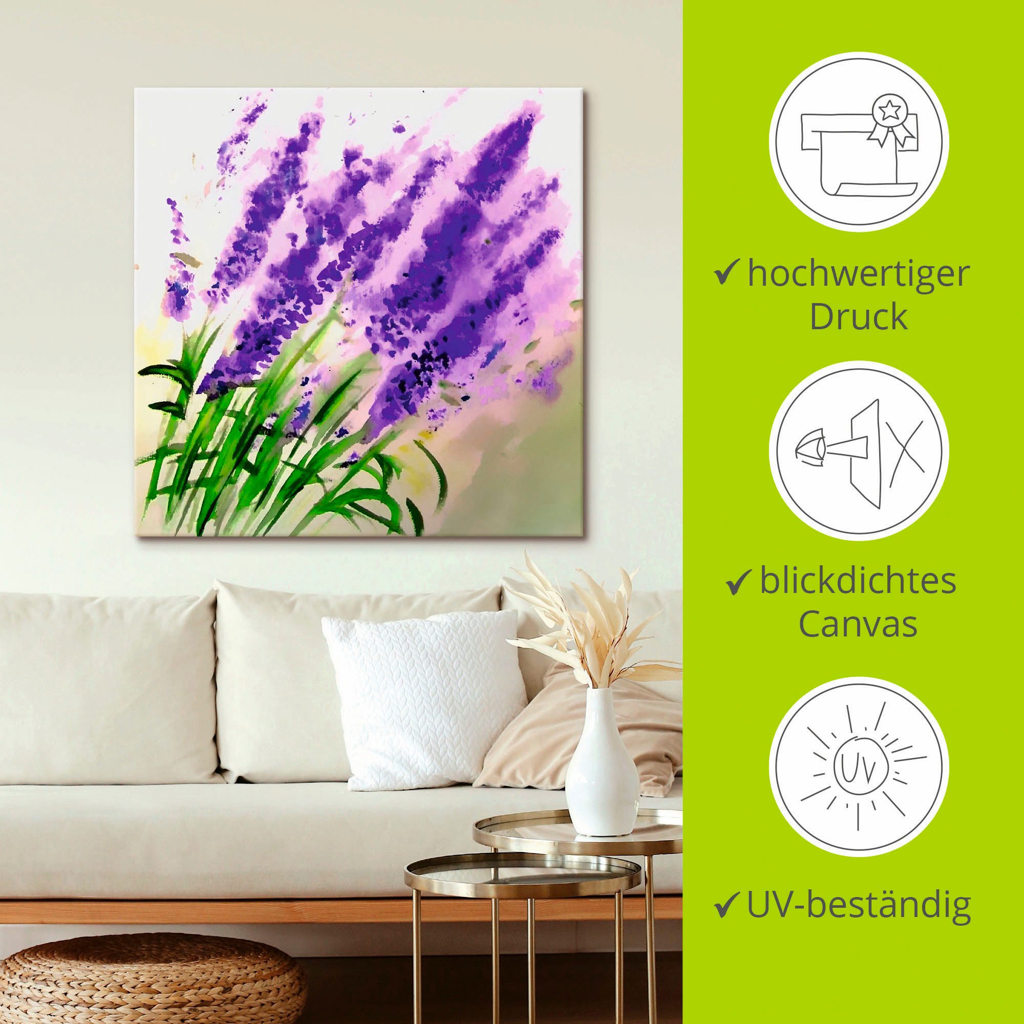 Artland Artprint op linnen Lavendel-aquarel gespannen op een spieraam