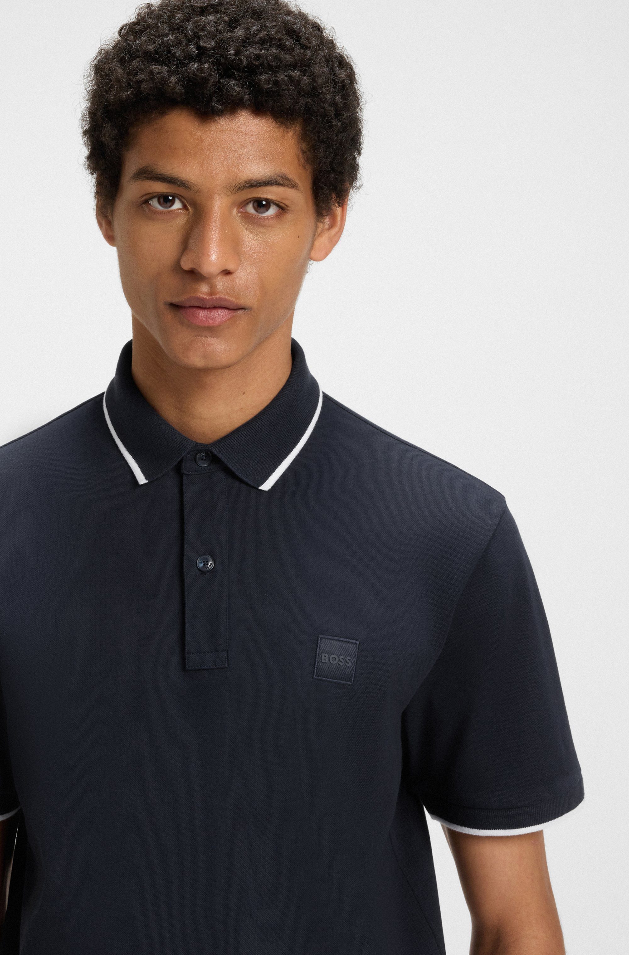Boss Orange Poloshirt Passertip met boss badge