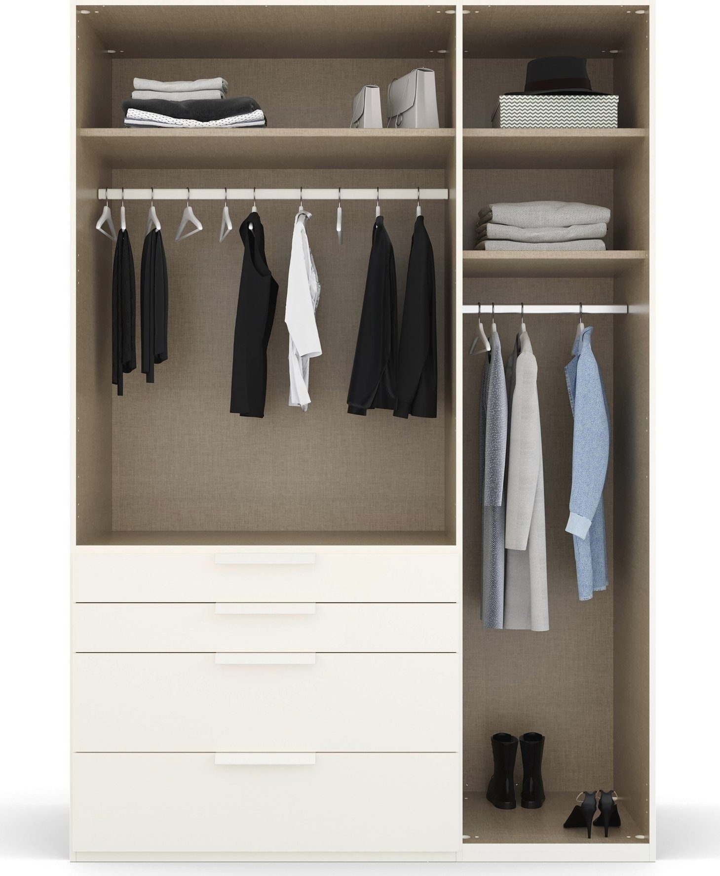 rauch Draaideurkast Purisma met glazen front, laden en vele accessoires, met soft-closetechniek