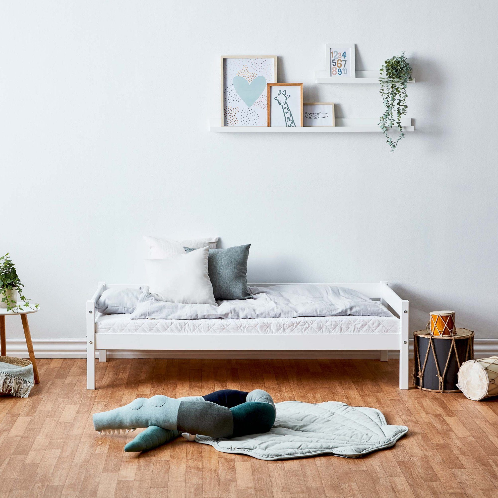 Lüttenhütt Kinderledikant ECO One, eenpersoonsbed, Scandinavisch design optioneel met matras, ligoppervlak 70 x 160 cm