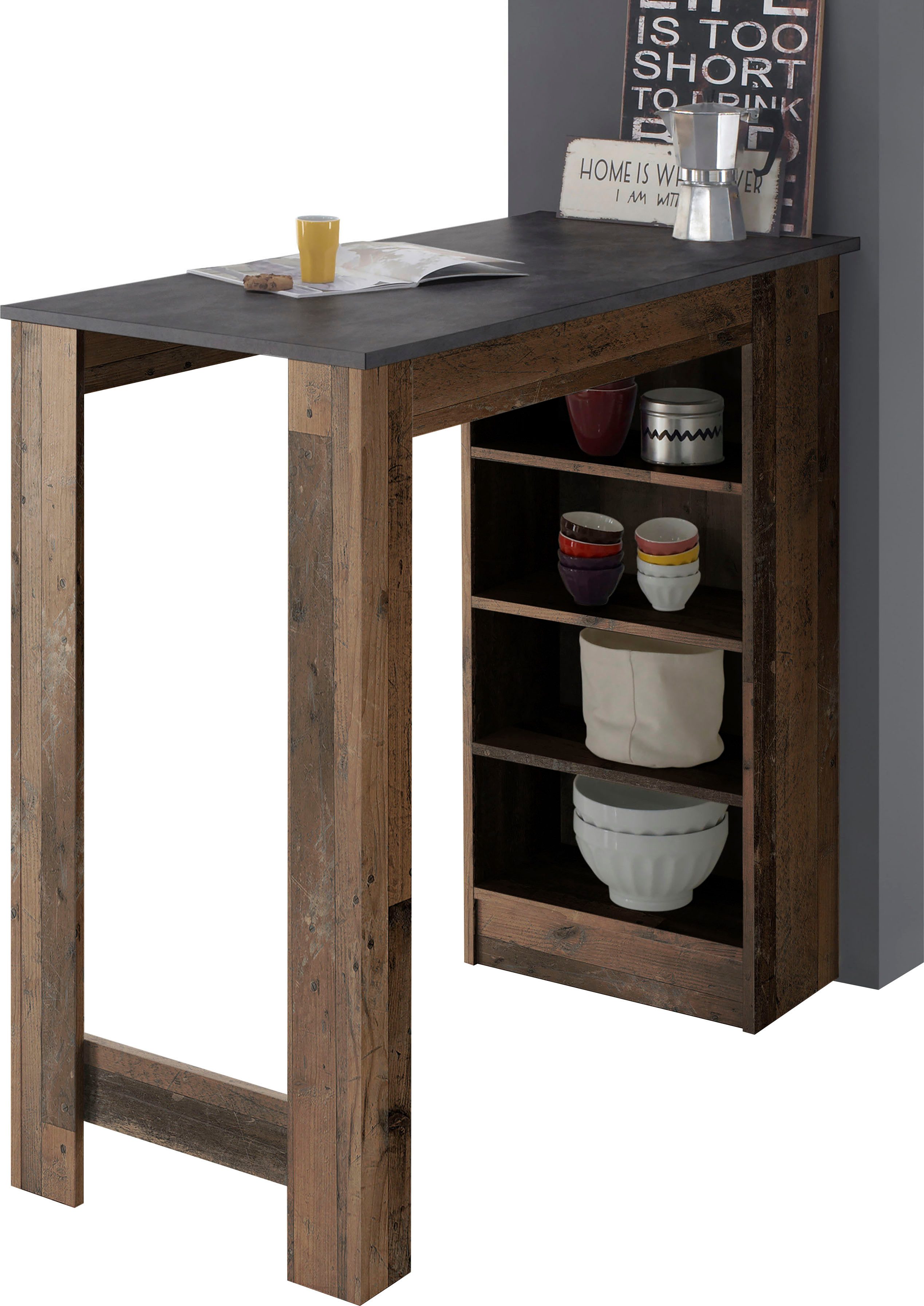 OTTO Stolkom Bartafel Mojito, TOPSELLER! Bartafel met plank aan beide zijden monteerbaar rechthoekige tafels bruin