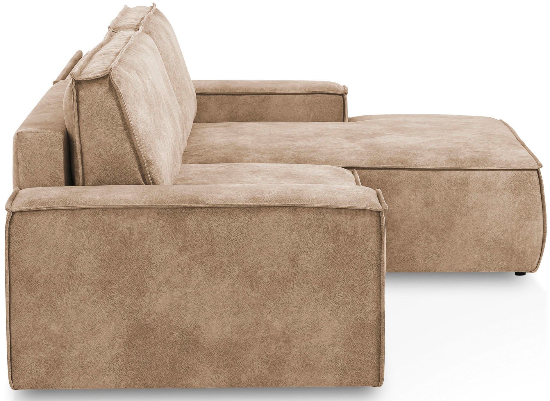 Home affaire Hoekbank SHERWOOD bedbank 267 cm, L-model, Slaapfunctie met bedlade (210x136 cm), cord, vintage, fluweel