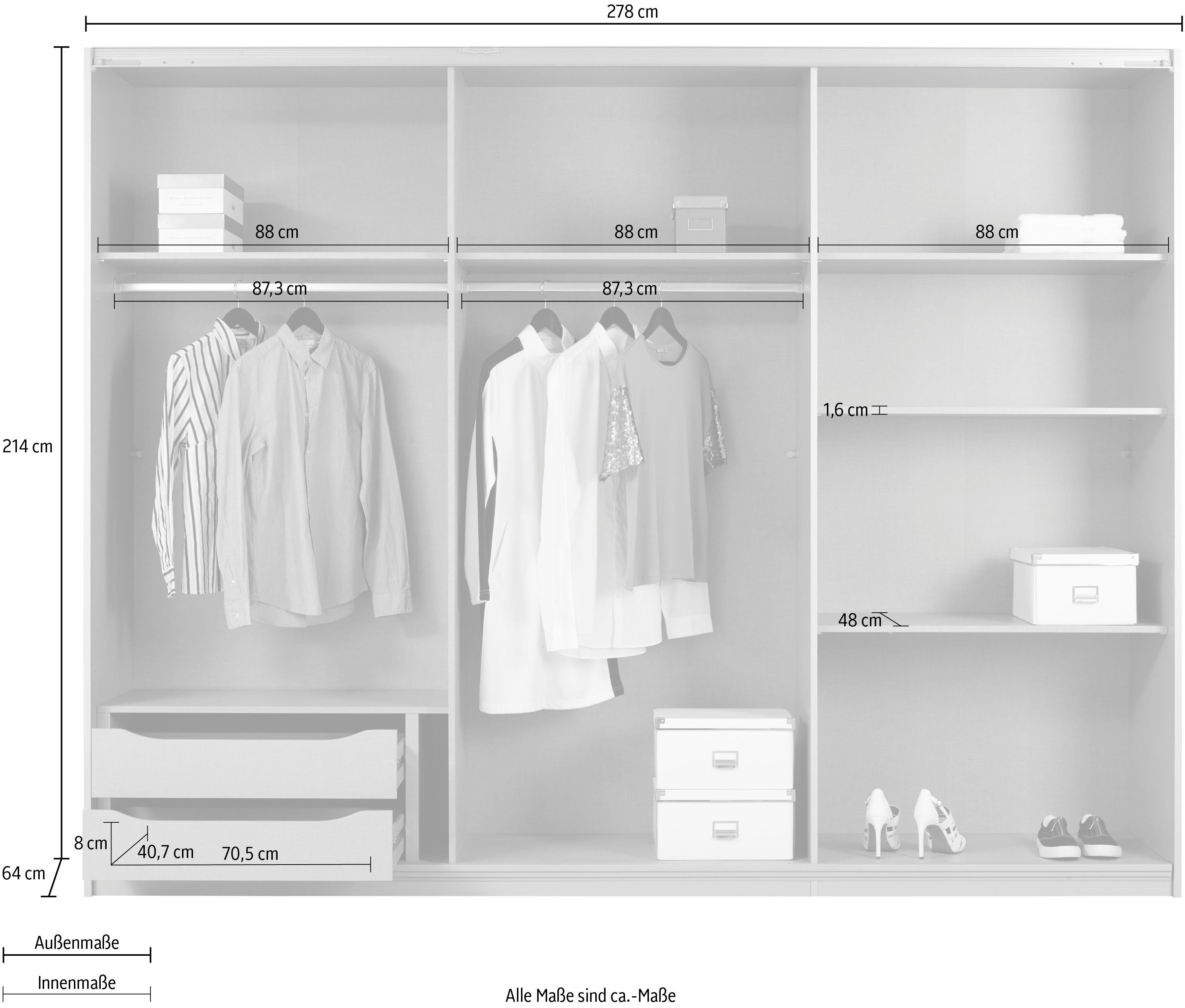 rauch Zweefdeurkast Kledingkast Kast Garderobe Slaapkamerkast TUBONA met uitgebreide binneninrichting en passe-partout made in germany