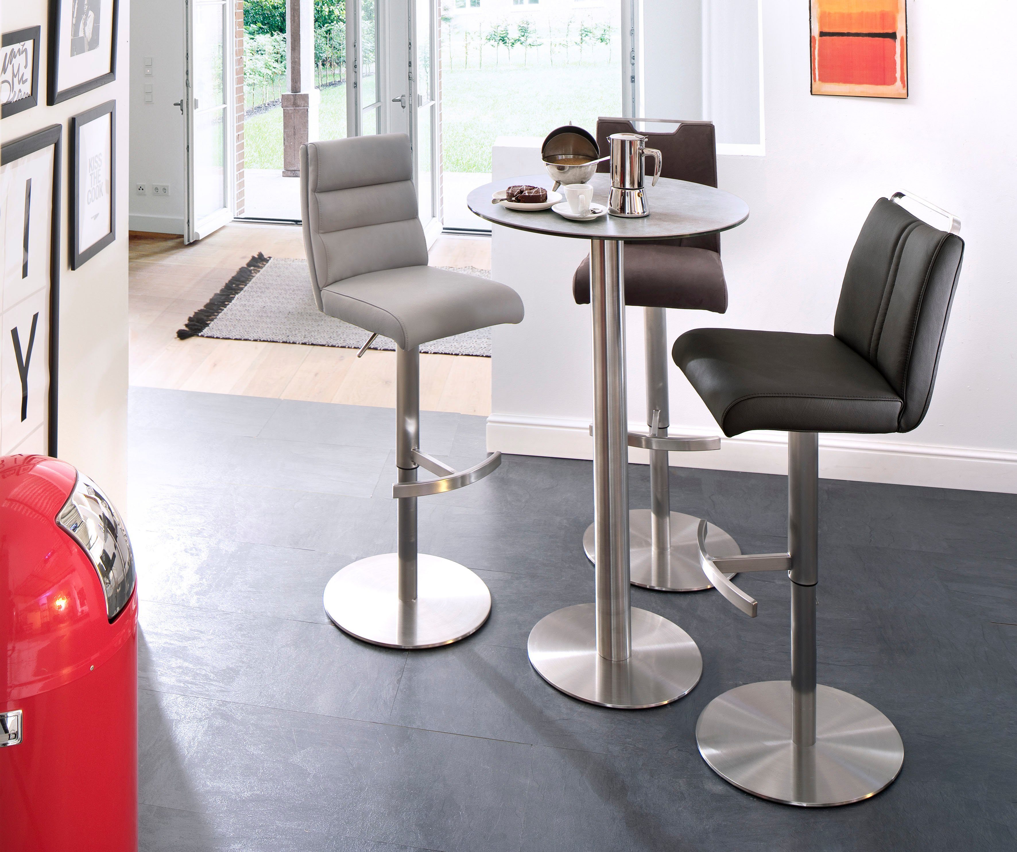 MCA furniture Bartafel Zarina Bartafel met vitrokeramiek tafelblad met edelstaal frame rechthoekige tafels maat 65 cm x 105 cm x 65 cm grijs