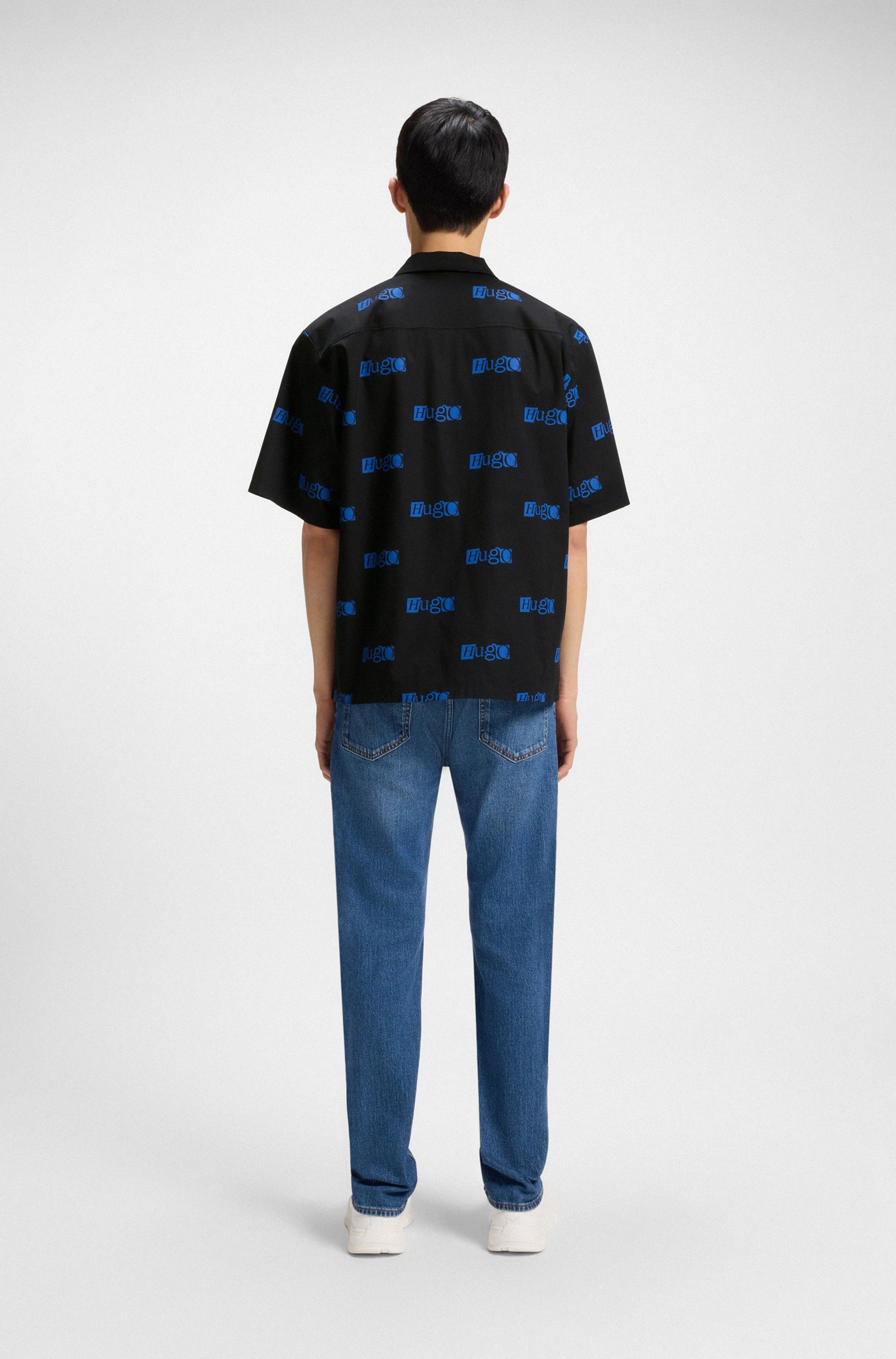 HUGO Blue Overhemd met korte mouwen Eligino met hugo logo-print